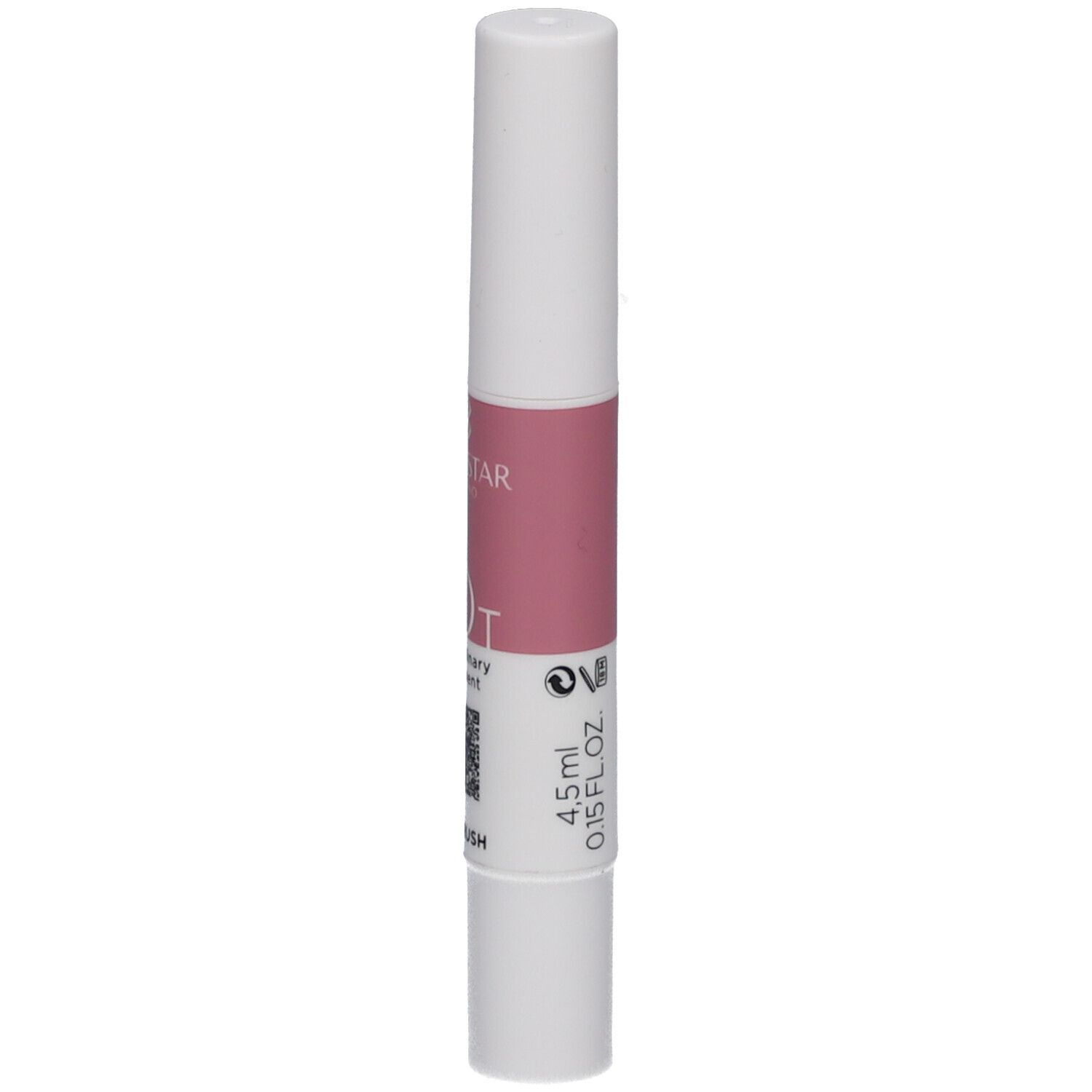Stick labbra bianco con sezione rosa. Scritta: NOT, not ordinary treatment, LIP CRUSH. Marchio: Collistar.