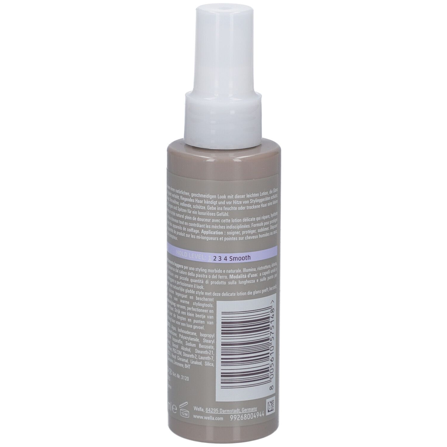 Retro di Wella EIMI Perfect Me Hair Lotion. Testo con informazioni sul prodotto.