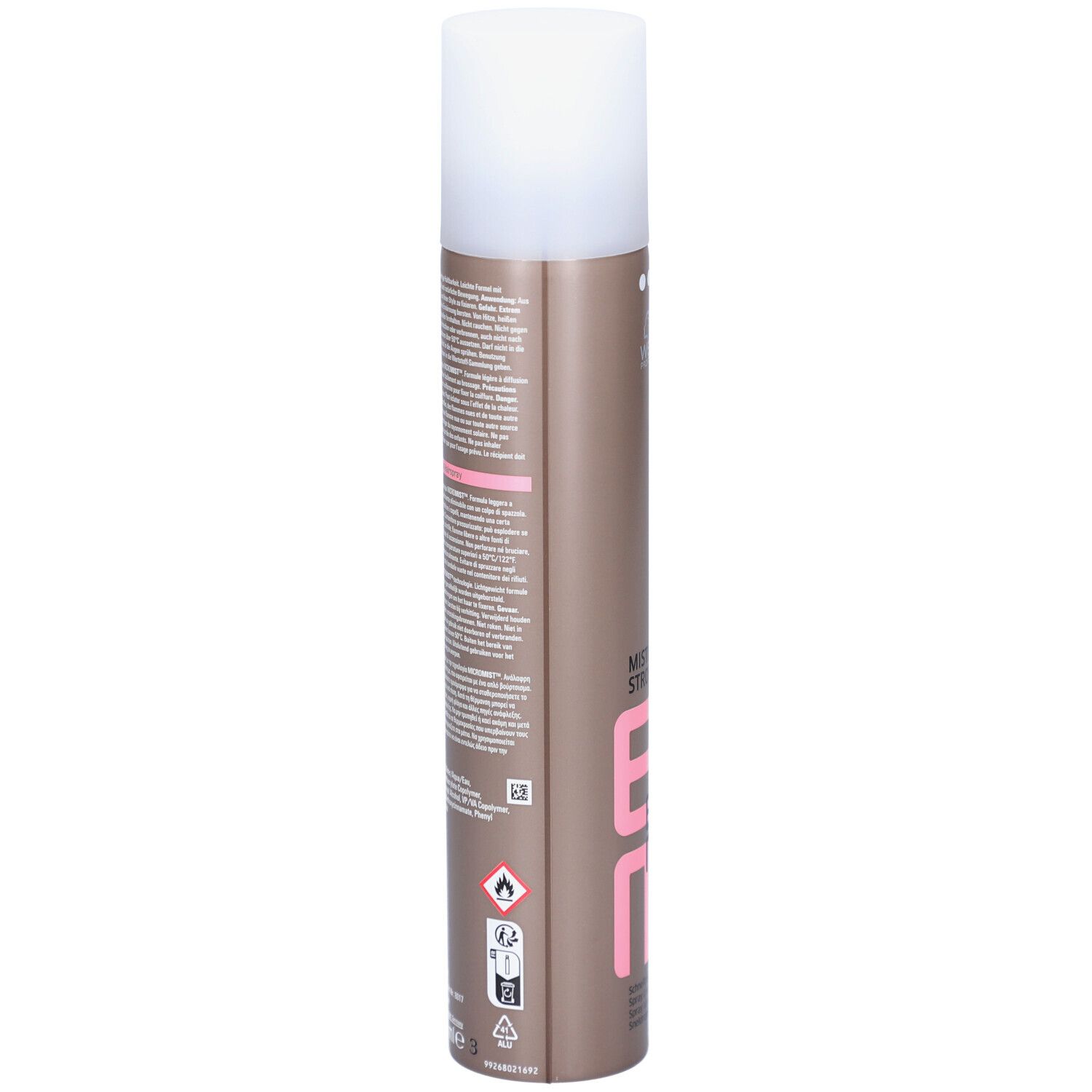 Lattina di lacca per capelli marrone con tappo bianco. Testo sulla lattina: "MODERATE HOLD EXTREME HOLD".