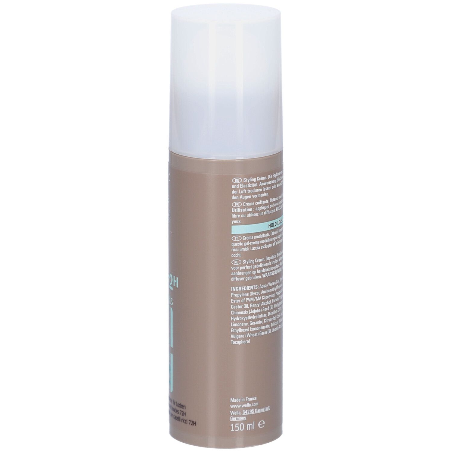 Flacone marrone con dispenser bianco, crema styling 150 ml.