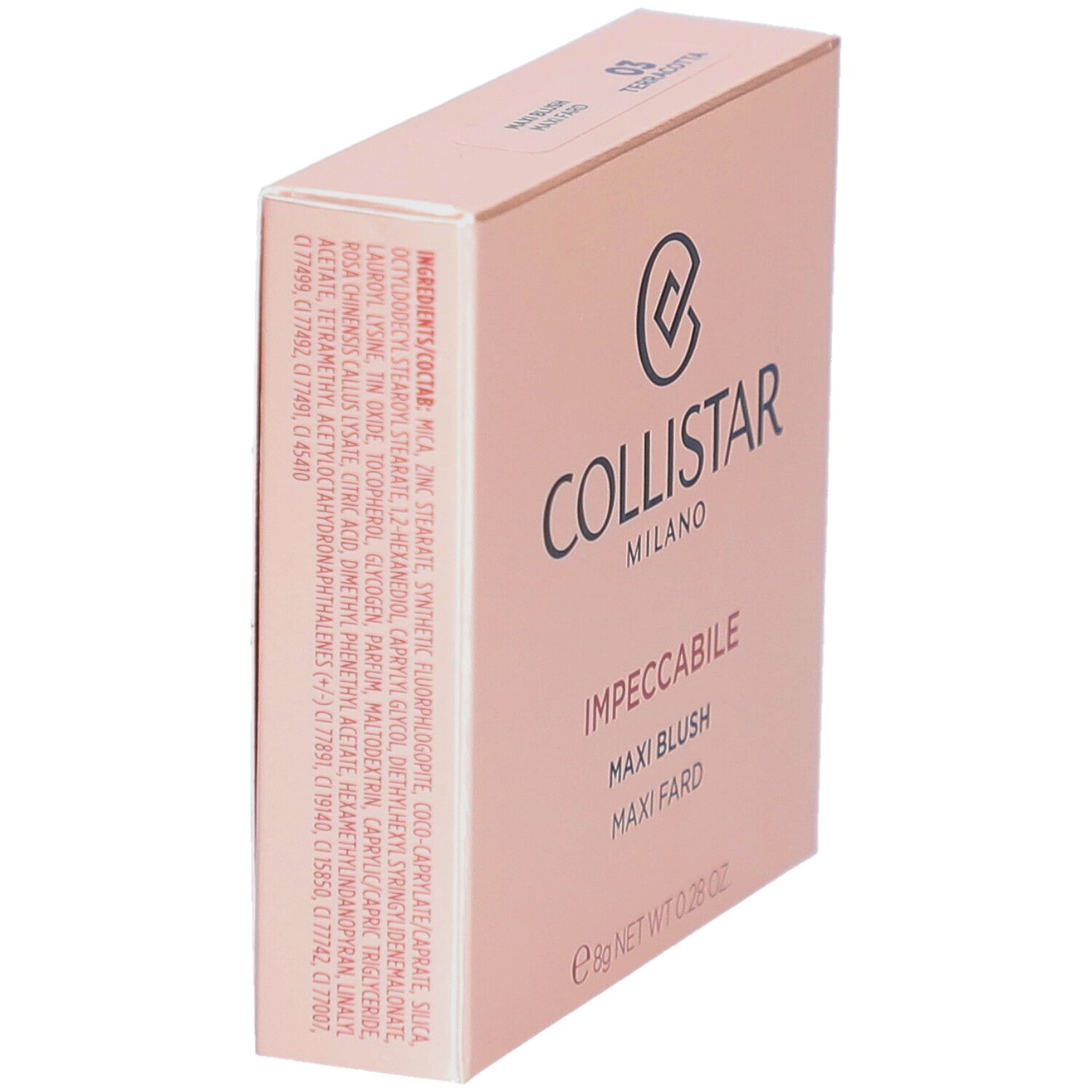 Confezione blush Collistar Impeccabile Maxi Blush. Ingredienti visibili.