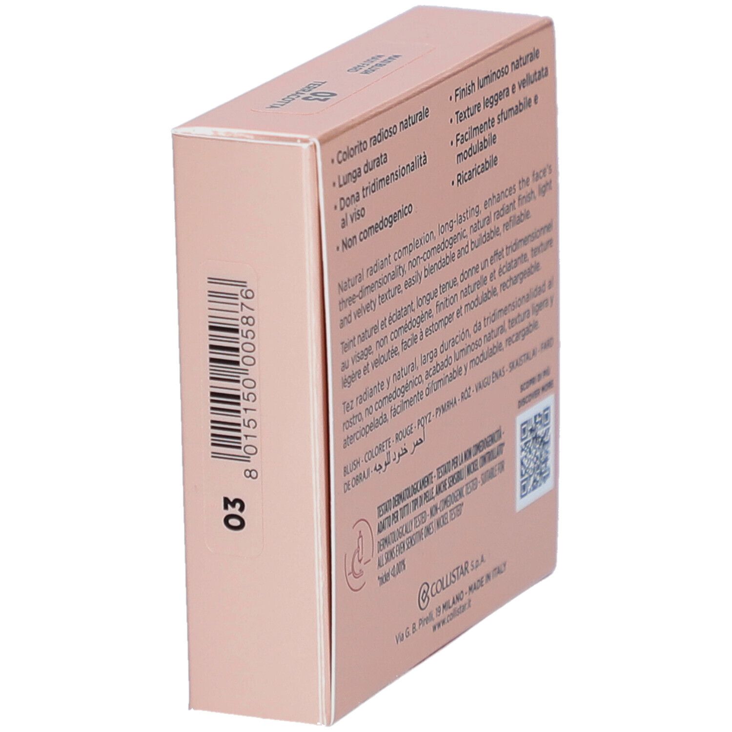 Retro confezione blush Collistar Impeccabile Maxi Blush. Testo.