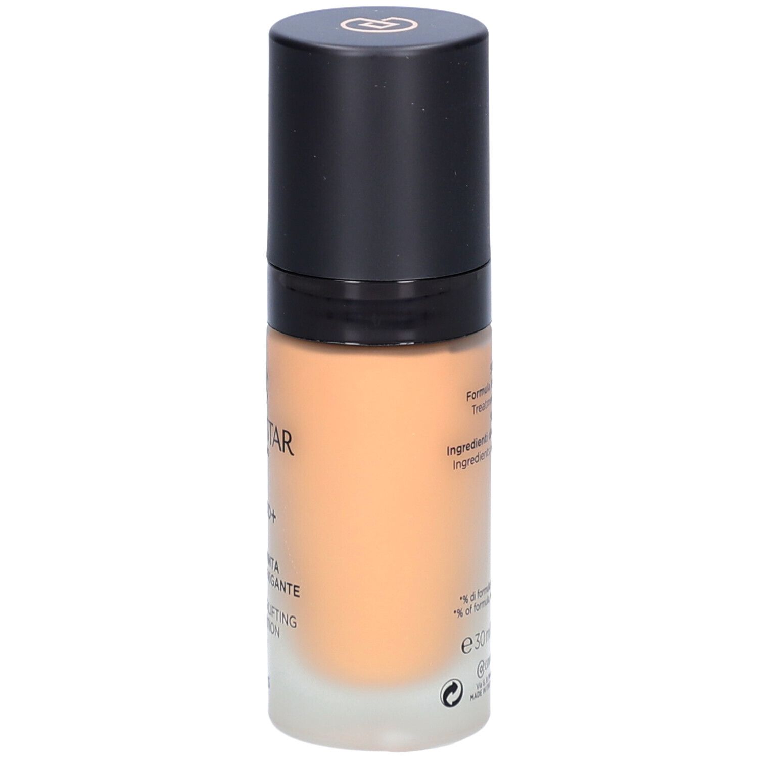 Flacone di fondotinta, retro. Scritta: ingredienti, 30 ml, 1.0 FL.OZ.