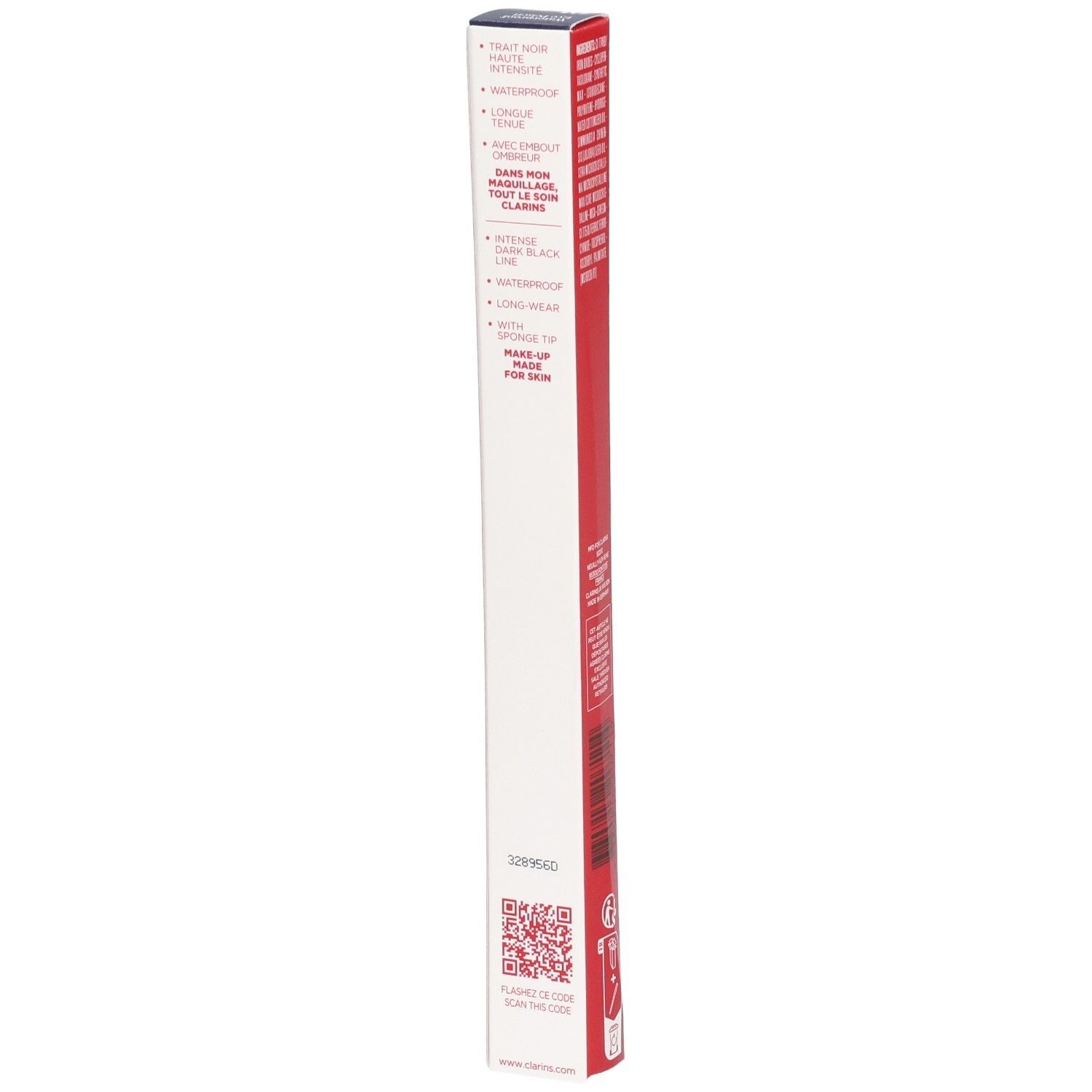 Confezione del CLARINS CRAYON YEUX WP 01 NOIR, con caratteristiche del prodotto.