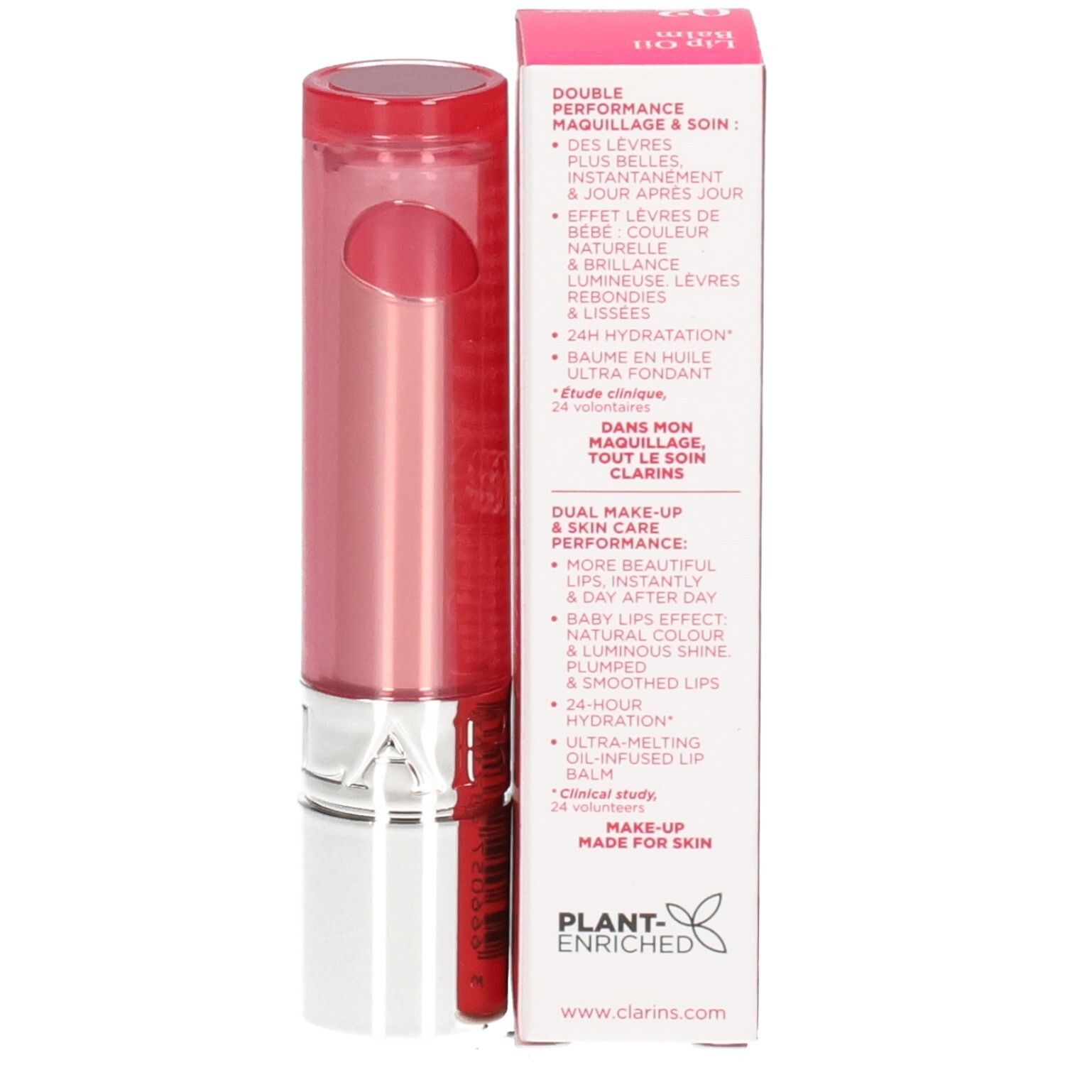 Clarins Lip Oil Balm 02, balsamo labbra estratto dalla confezione.