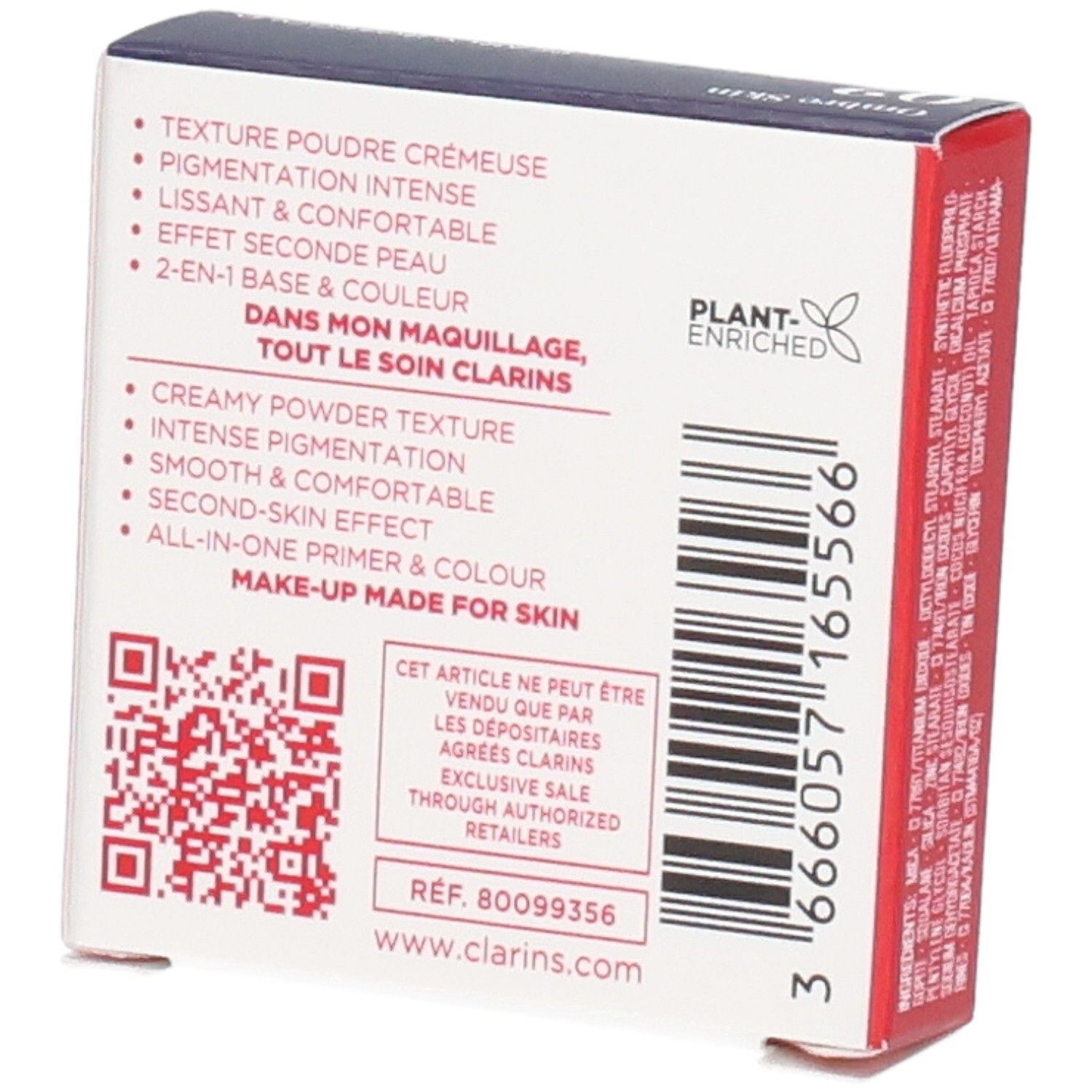Clarins Ombre Skin ombretto 02 Pearly Rosegold scatola, retro con caratteristiche prodotto.