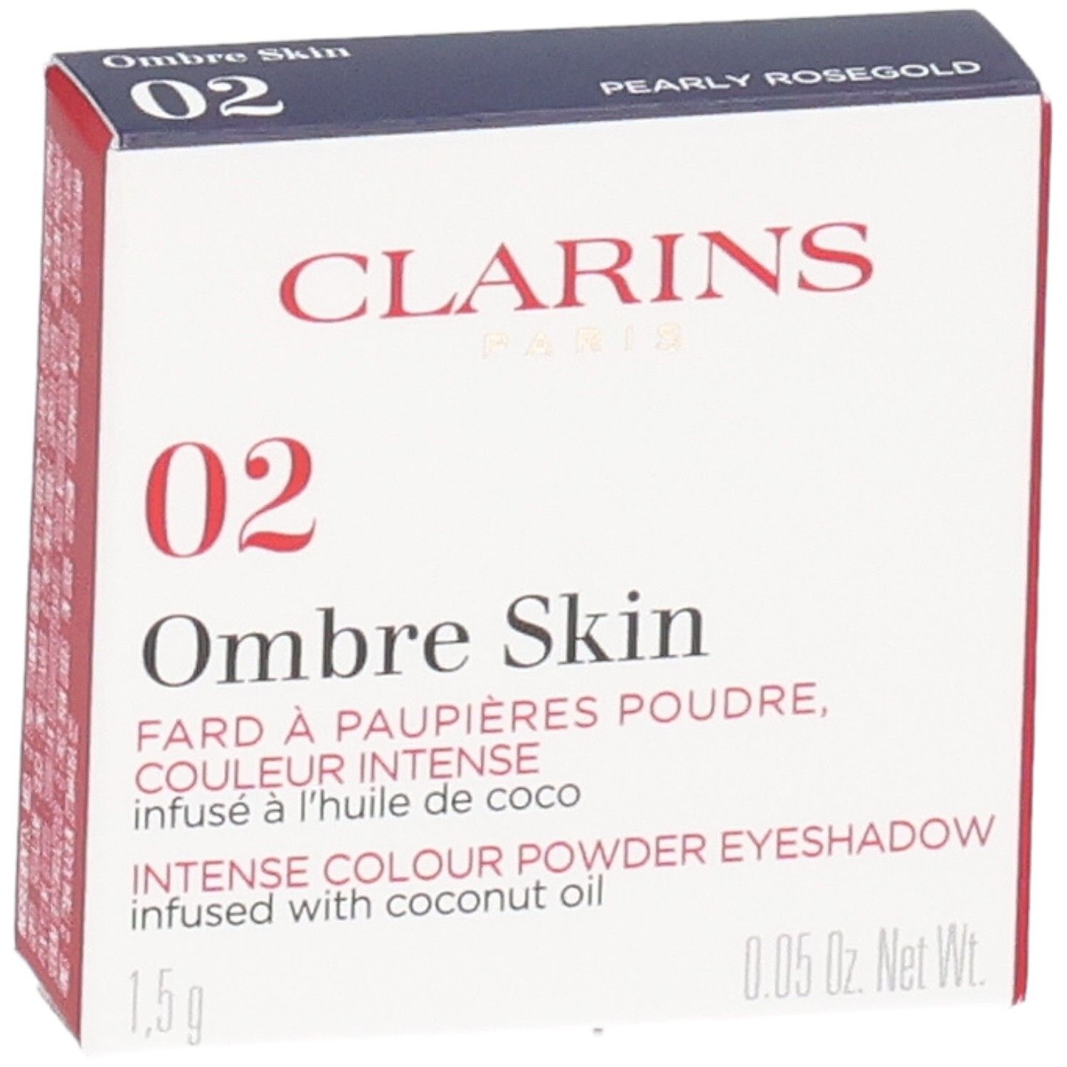 Clarins Ombre Skin ombretto 02 Pearly Rosegold in scatola.