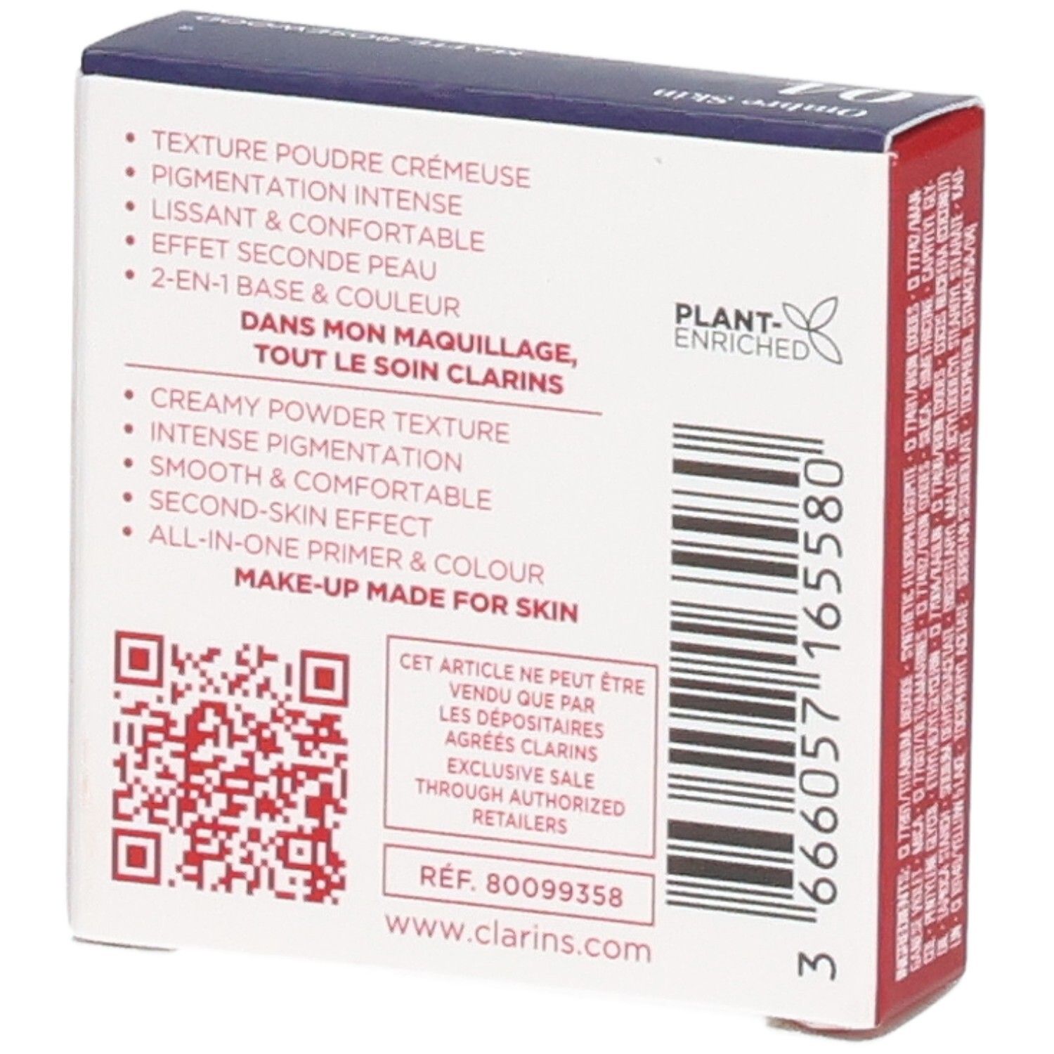 Clarins Ombre Skin Mono Ombretto 04 Matte Rosewood, retro con caratteristiche prodotto.
