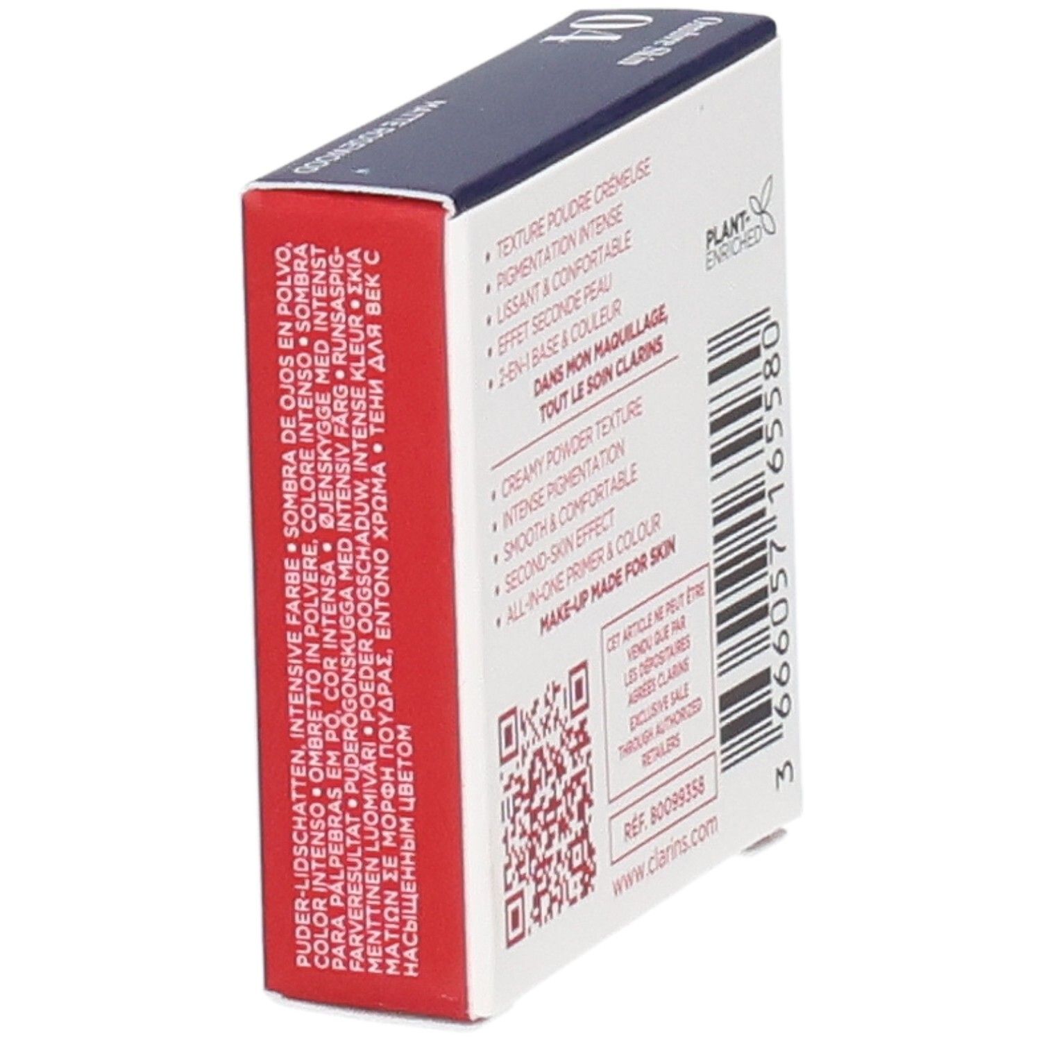 Clarins Ombre Skin Mono Ombretto 04 Matte Rosewood, lato con caratteristiche prodotto.
