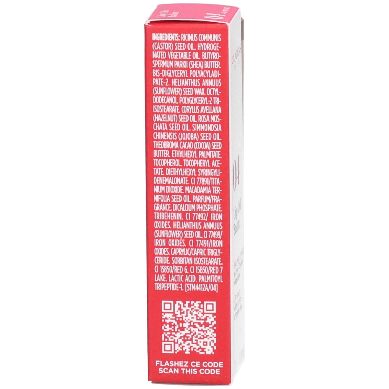 Clarins Lip Oil Balm 04: vista laterale con elenco ingredienti.