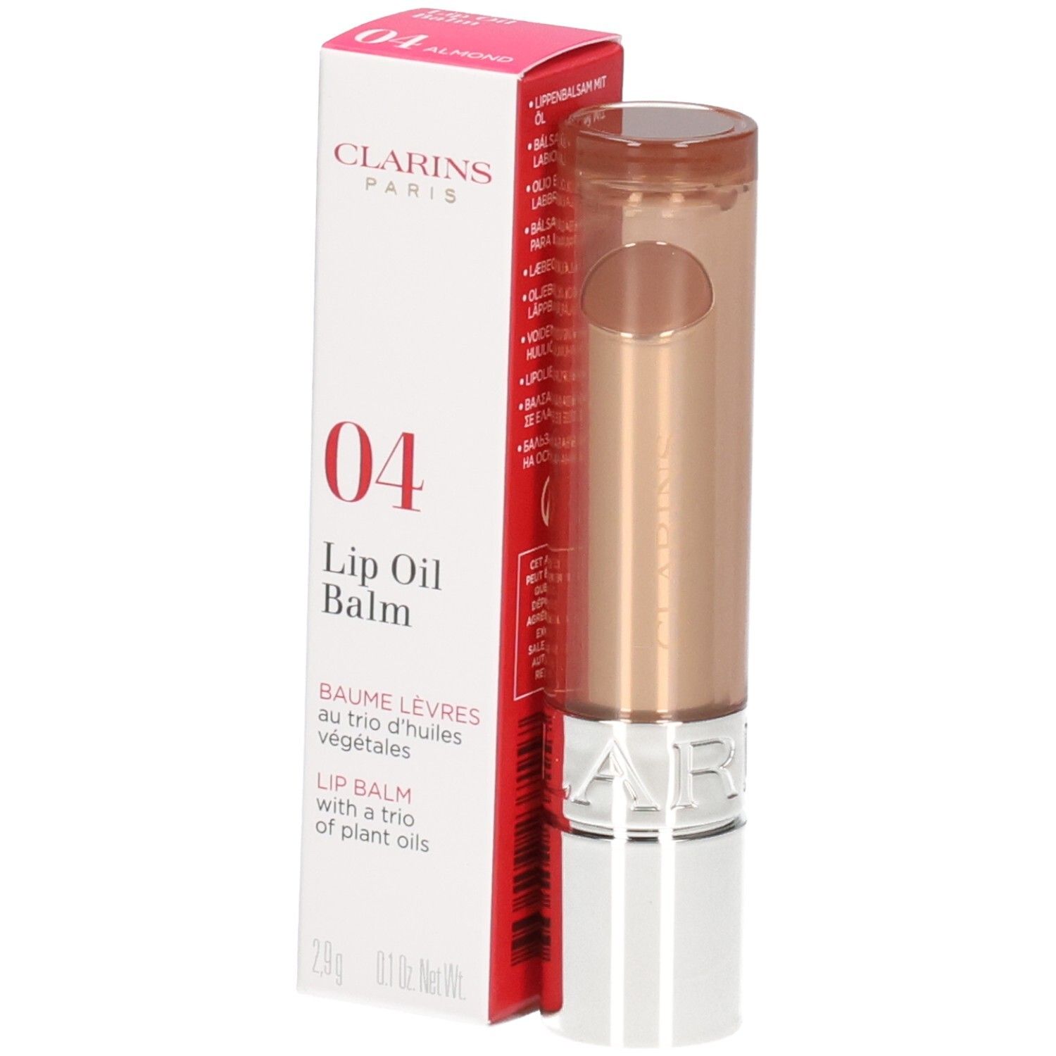 Clarins Lip Oil Balm 04 con confezione e applicatore.