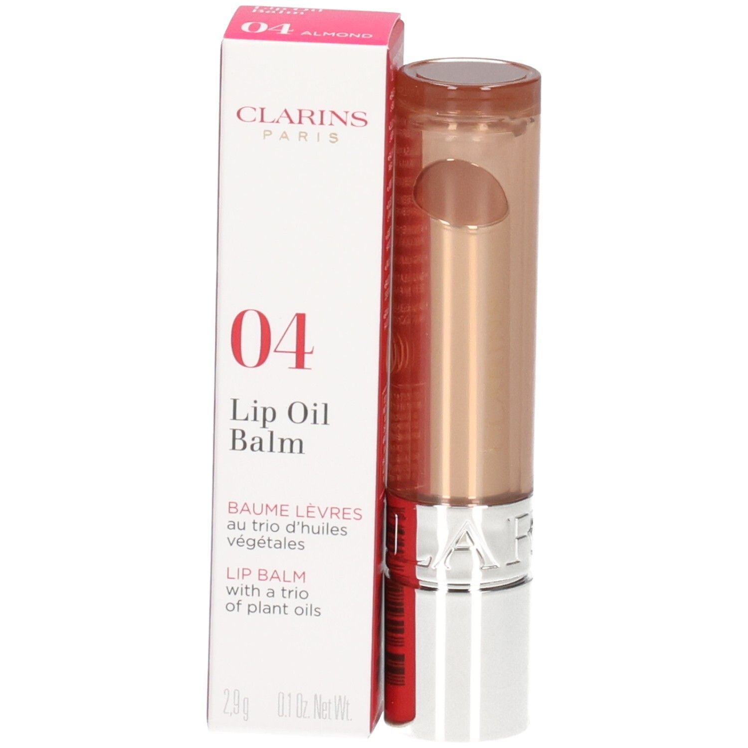 Clarins Lip Oil Balm 04 con confezione e applicatore.