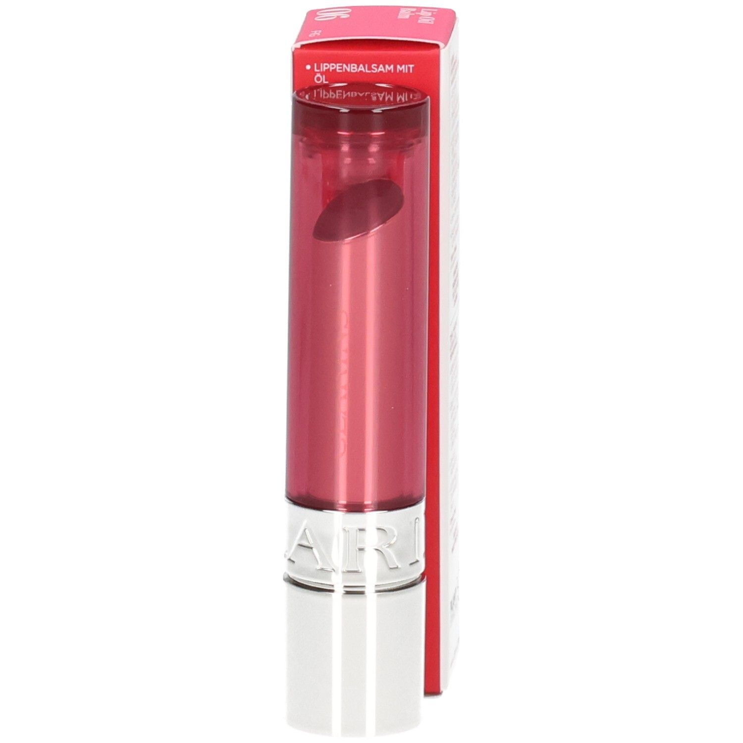 Clarins Lip Oil Balm, colore 06 Fig, con confezione e applicatore.
