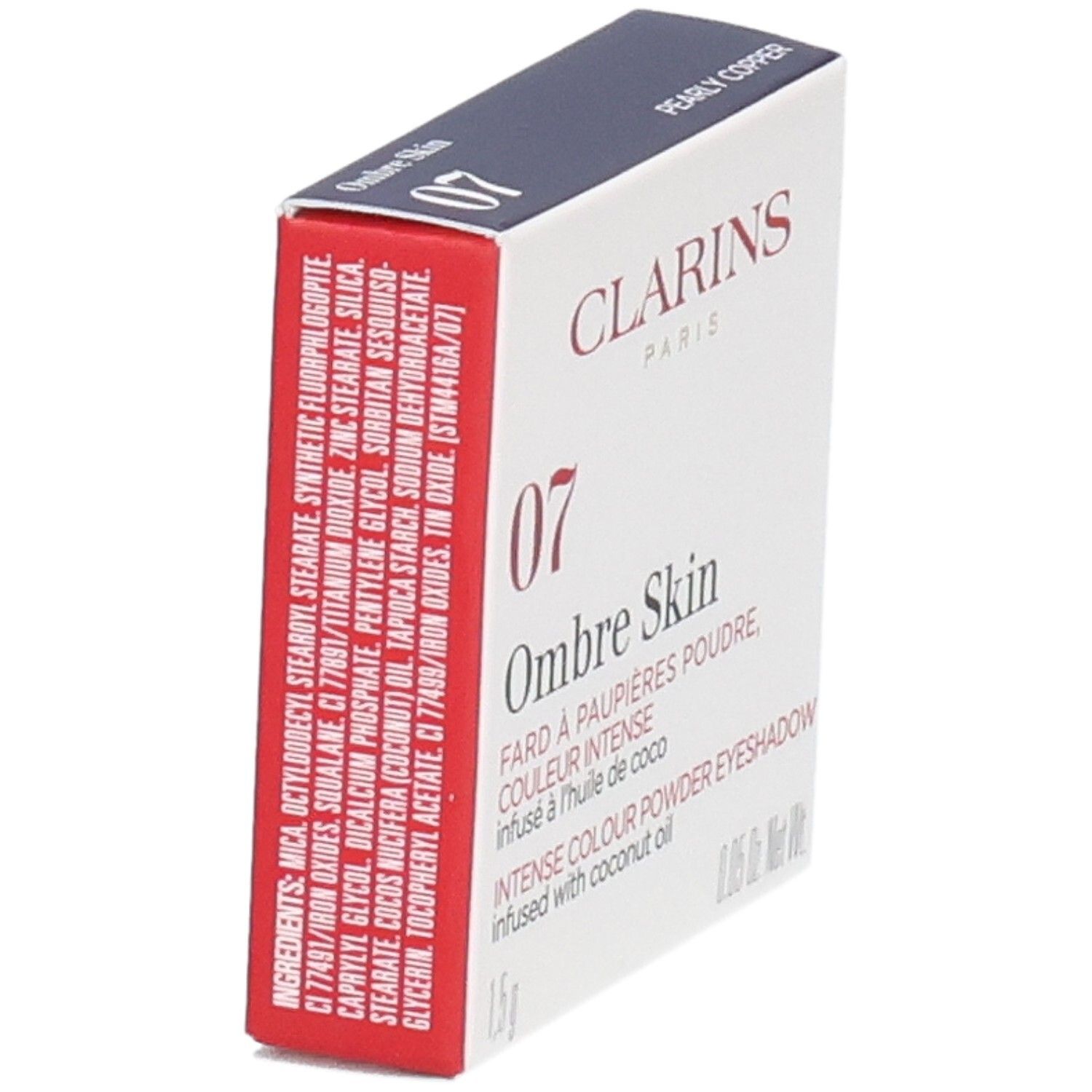 Clarins Ombre Skin ombretto compatto 07 Rame Perlato, 1,5 g, vista laterale.