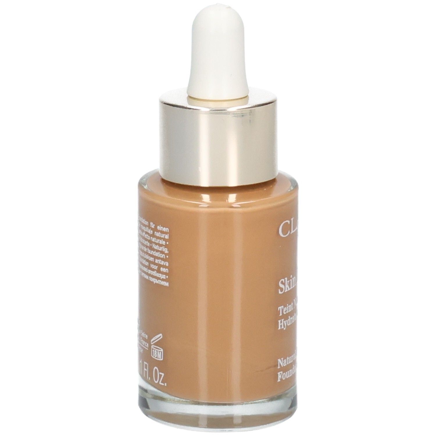 Clarins Skin Illusion Fondotinta, retro del flacone di vetro con contagocce, tonalità 116.5 Coffee.