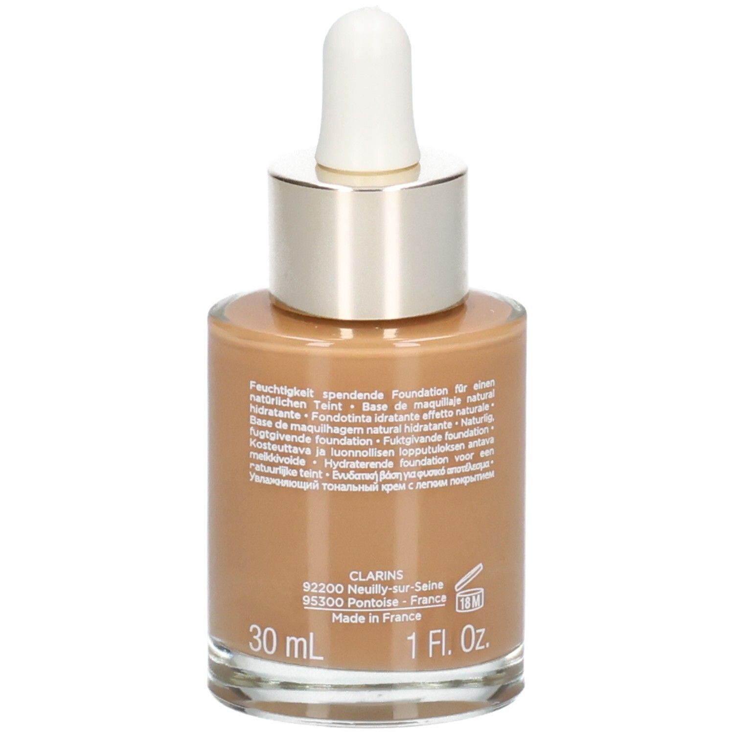 Clarins Skin Illusion Fondotinta, flacone vetro con contagocce, 30 ml, tonalità 116.5 Coffee.