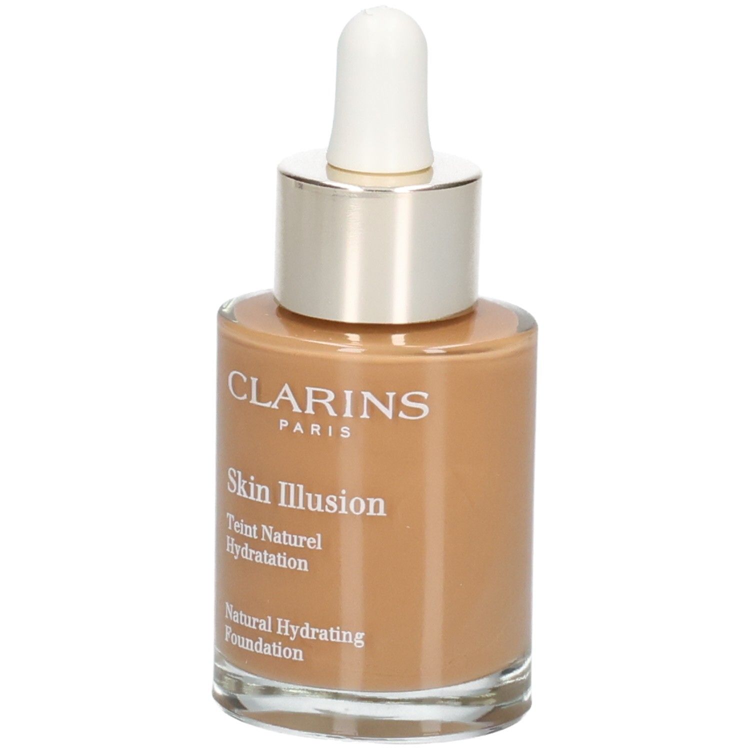 Clarins Skin Illusion Fondotinta in flacone di vetro con contagocce, tonalità 116.5 Coffee.
