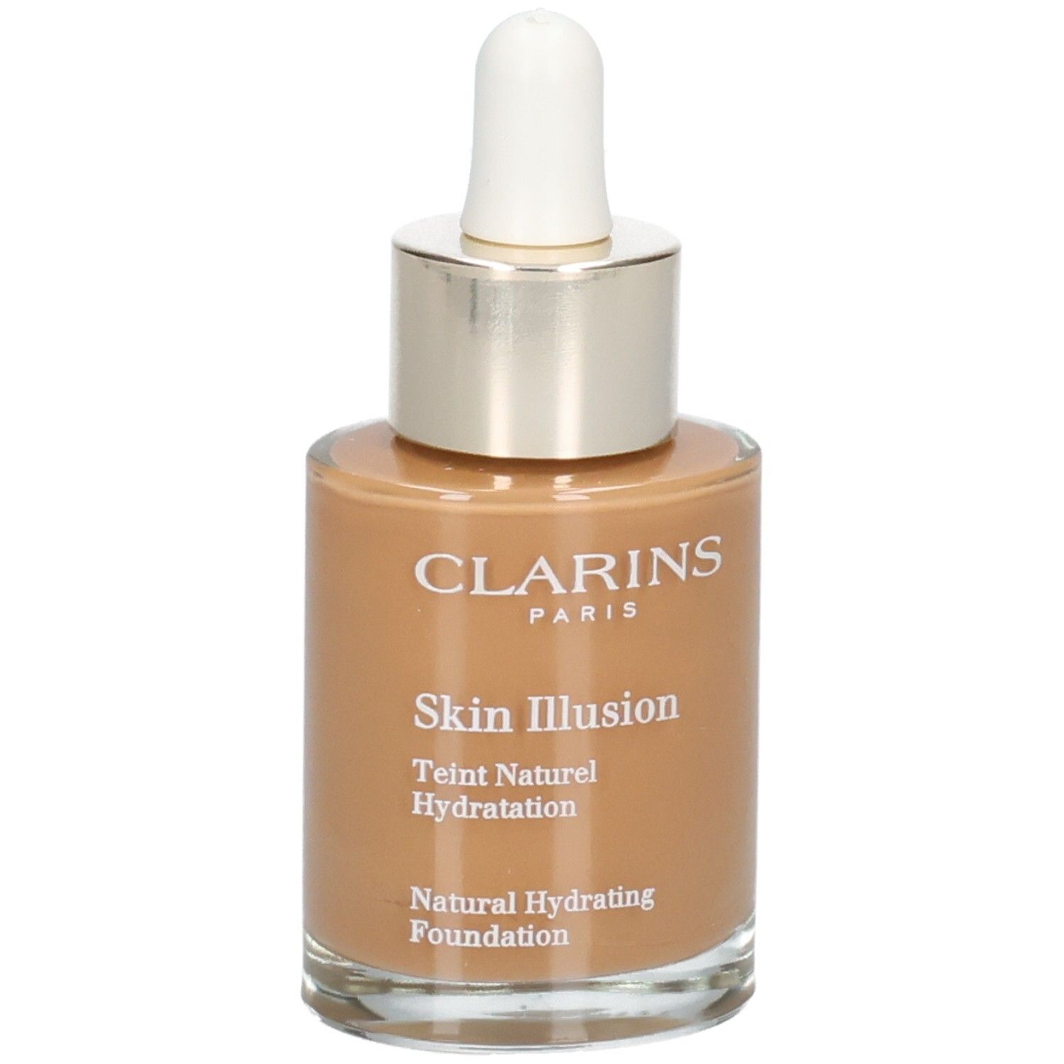 Clarins Skin Illusion Fondotinta in flacone di vetro con contagocce, tonalità 116.5 Coffee.