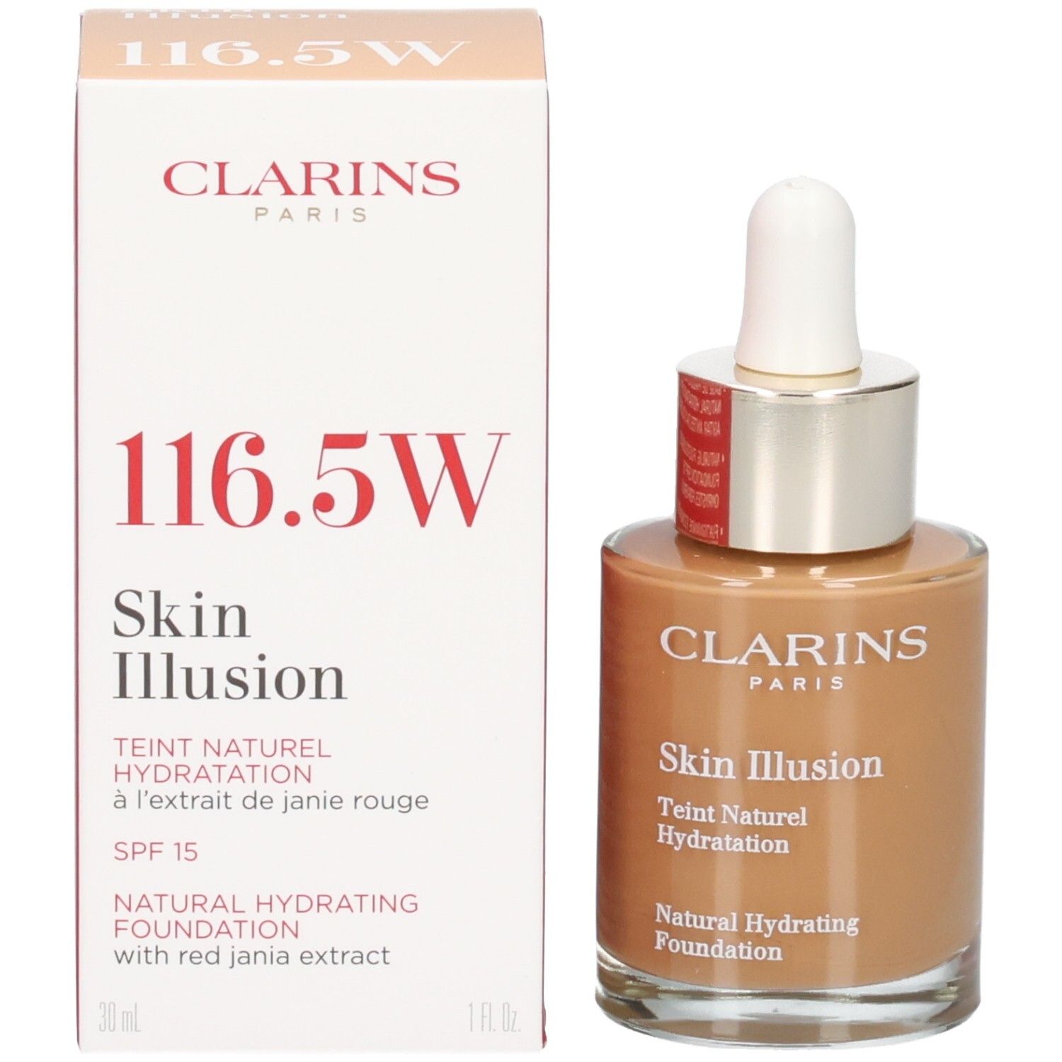 Clarins Skin Illusion Fondotinta 116.5W e confezione, Teint Naturel Hydratation, SPF 15.