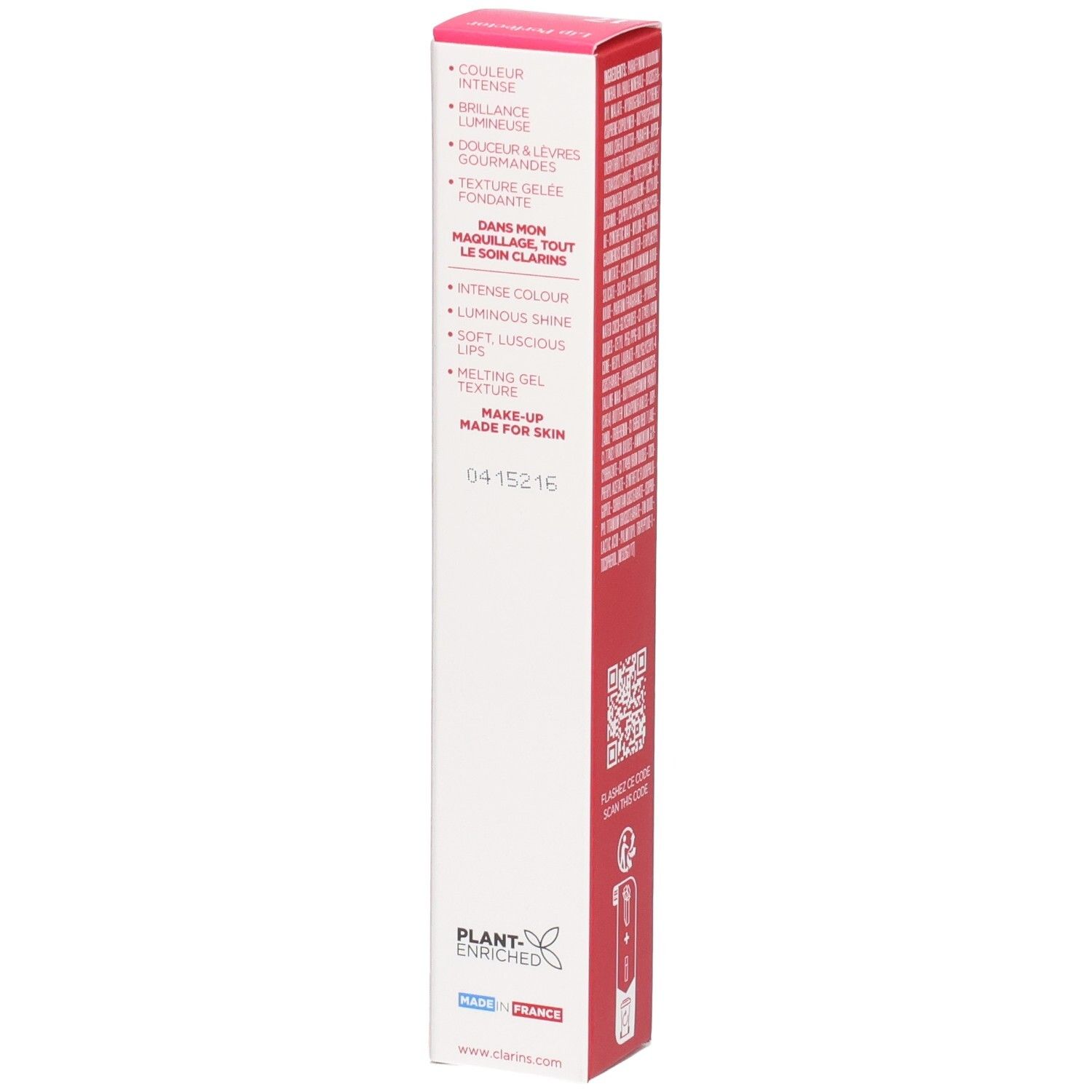 Confezione Clarins Lip Perfector 17 con caratteristiche prodotto e origine.