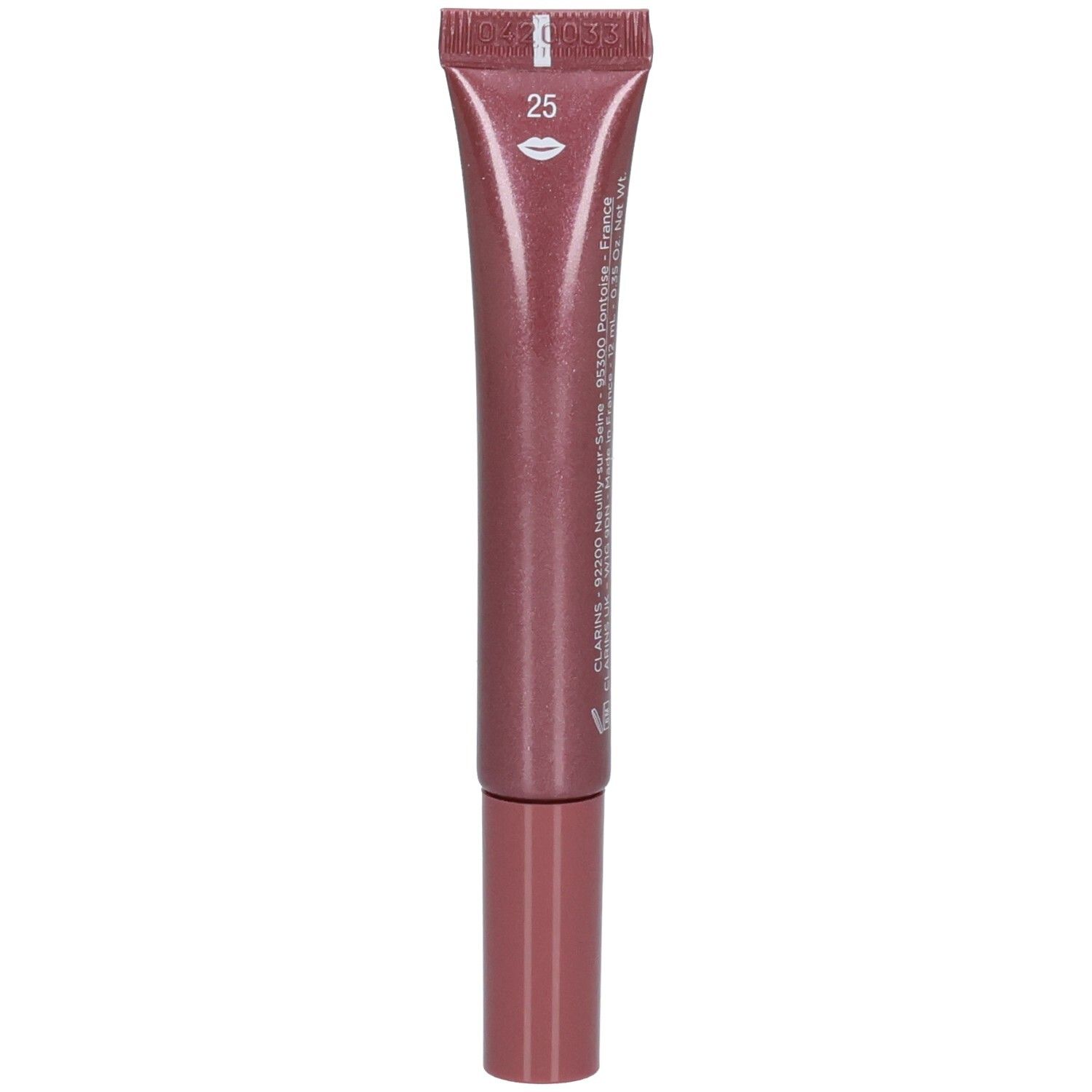 Clarins Lip Perfector, tonalità 25, con applicatore.