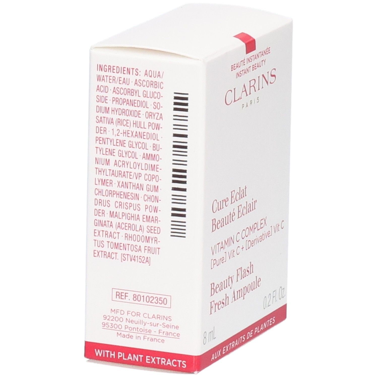 Retro confezione Clarins Ampoule con ingredienti e numero di riferimento.