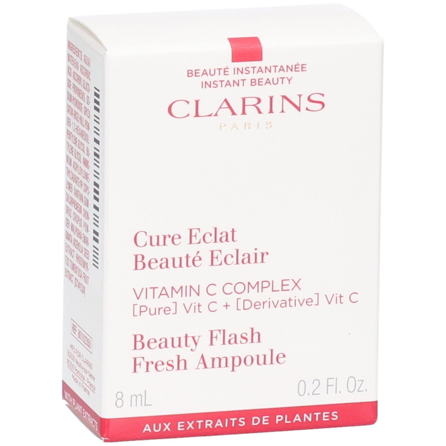 Fronte confezione Clarins Beauty Flash Fresh Ampoule con logo e nome del prodotto.