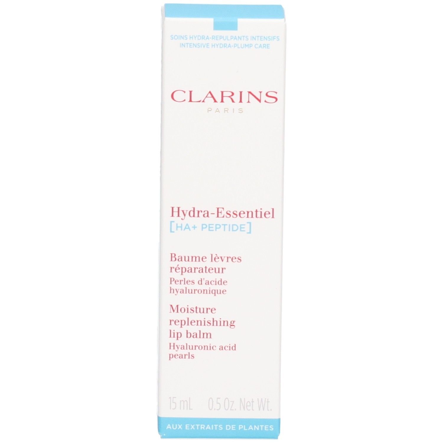 Scatola di balsamo labbra Clarins Hydra-Essentiel, fronte.