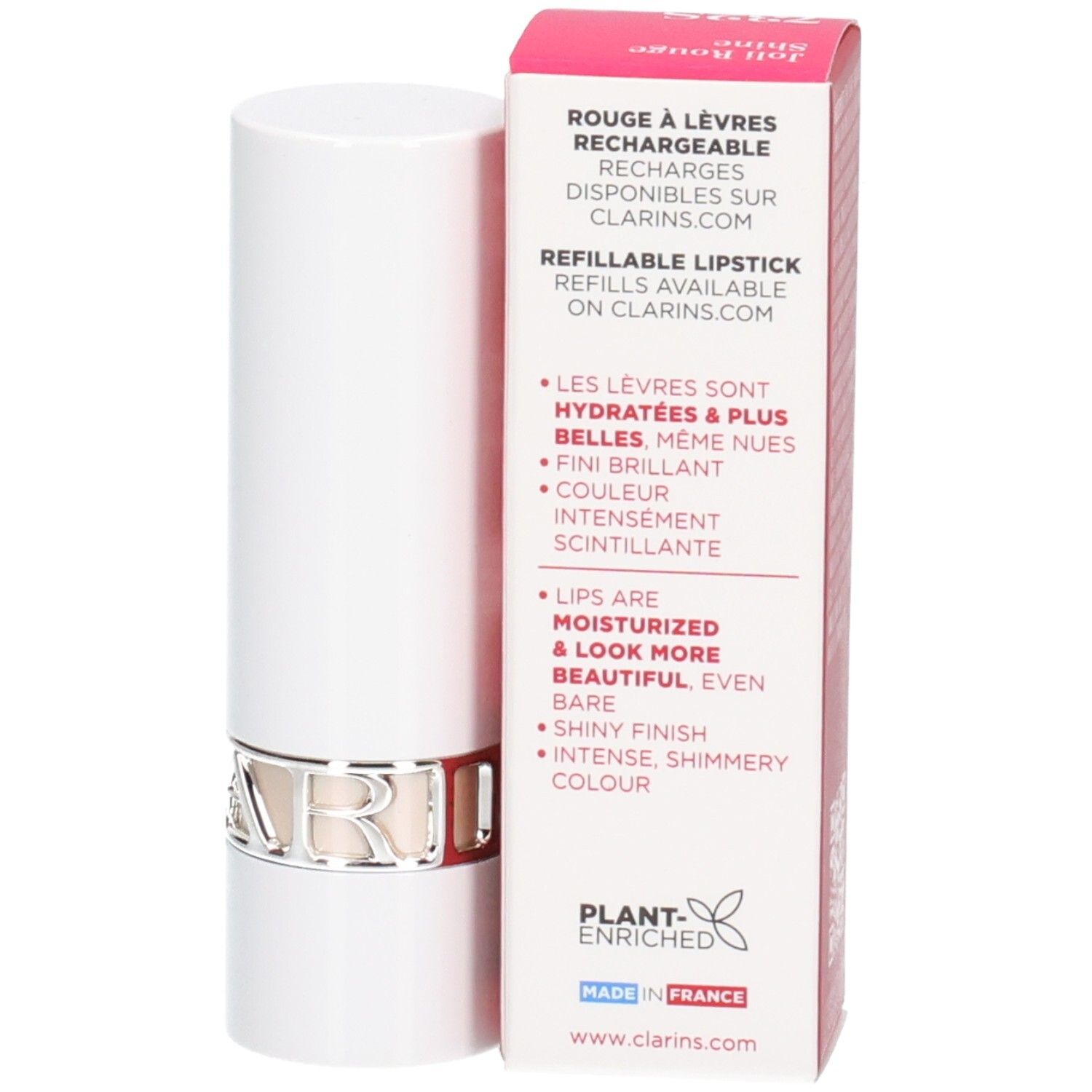 Rossetto Joli Rouge Satin Clarins 732S Grenadine, ricaricabile, Made in France.