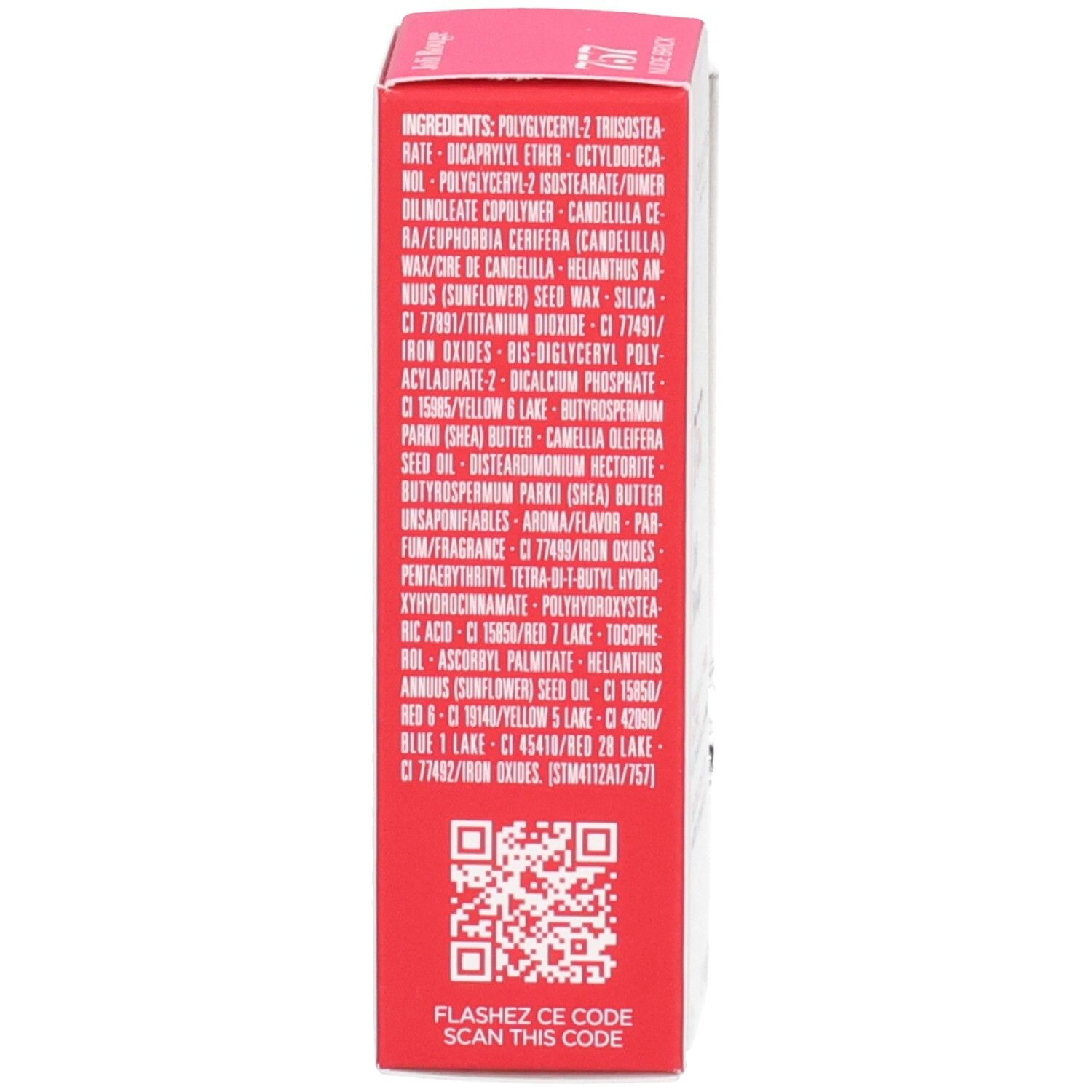 Clarins Joli Rouge Satin Rossetto 757: lista ingredienti sulla scatola.