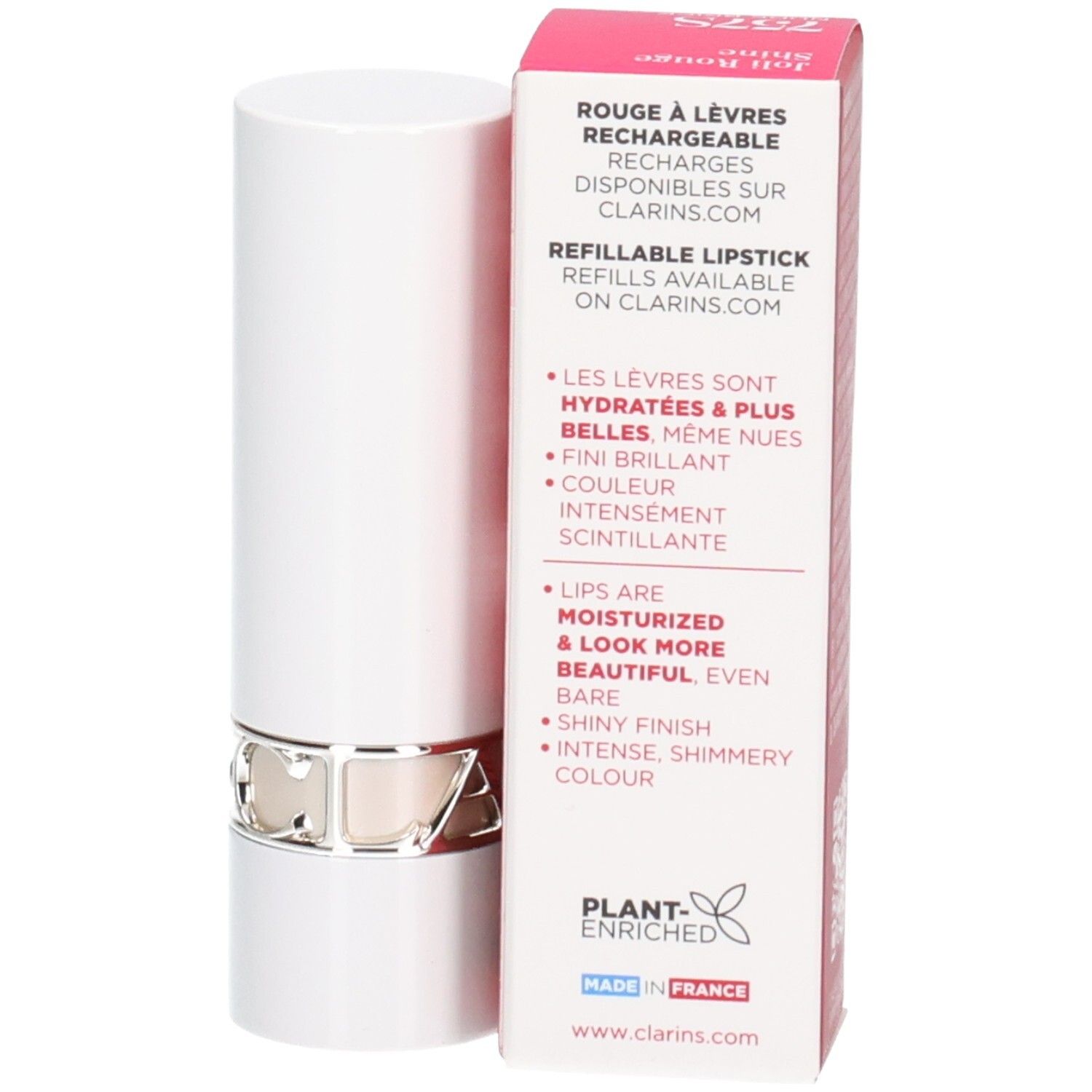 Rossetto Clarins Joli Rouge Satin 757S Nude Brick, ricaricabile, con informazioni sulla ricarica.