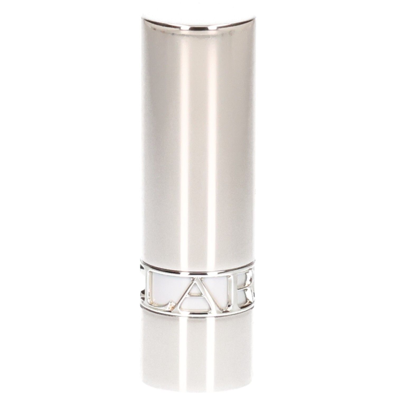 Tubo rossetto argentato, finitura lucida, con scritta argentata alla base.