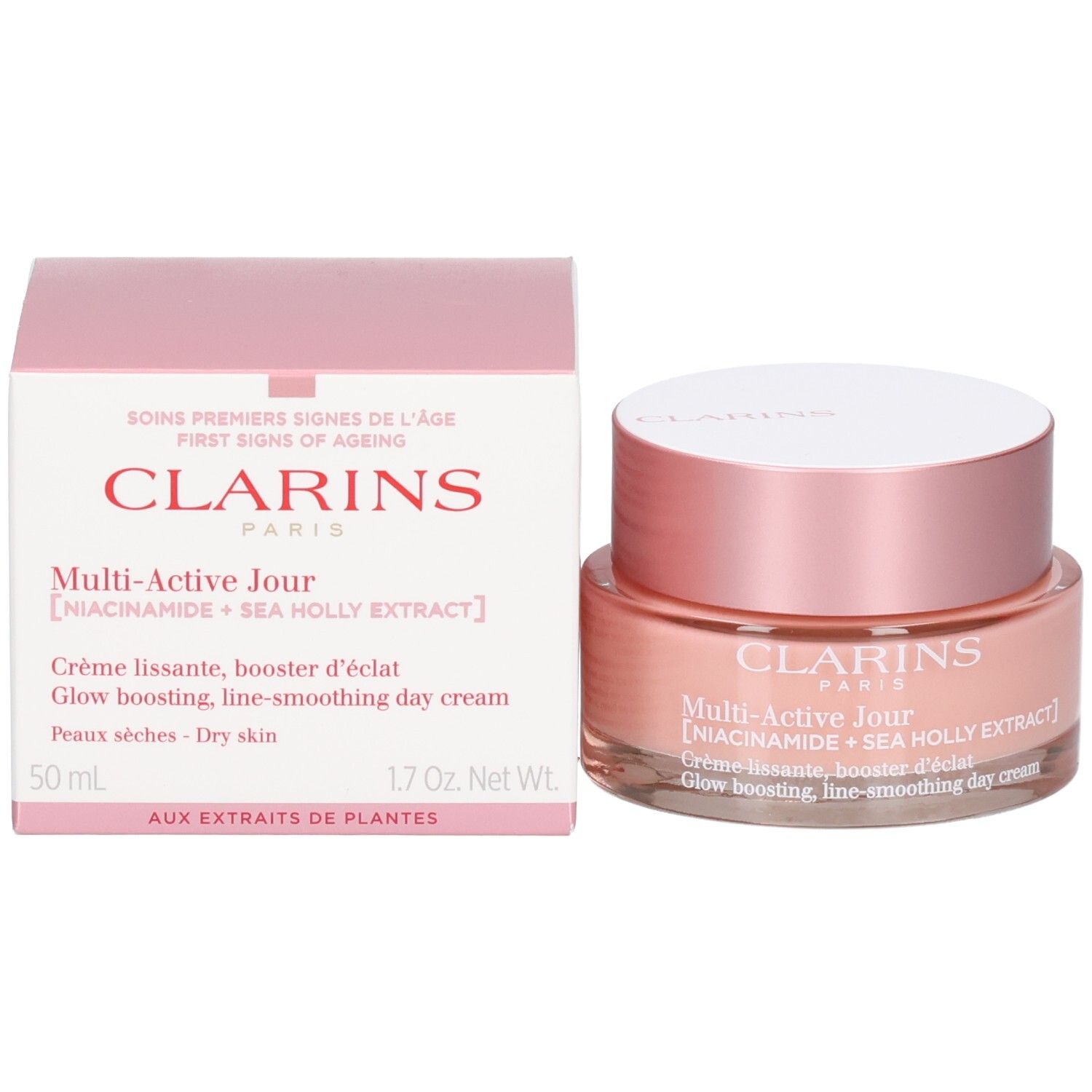 Clarins Multi-Active Jour Crema e confezione per pelli secche, 50ml.