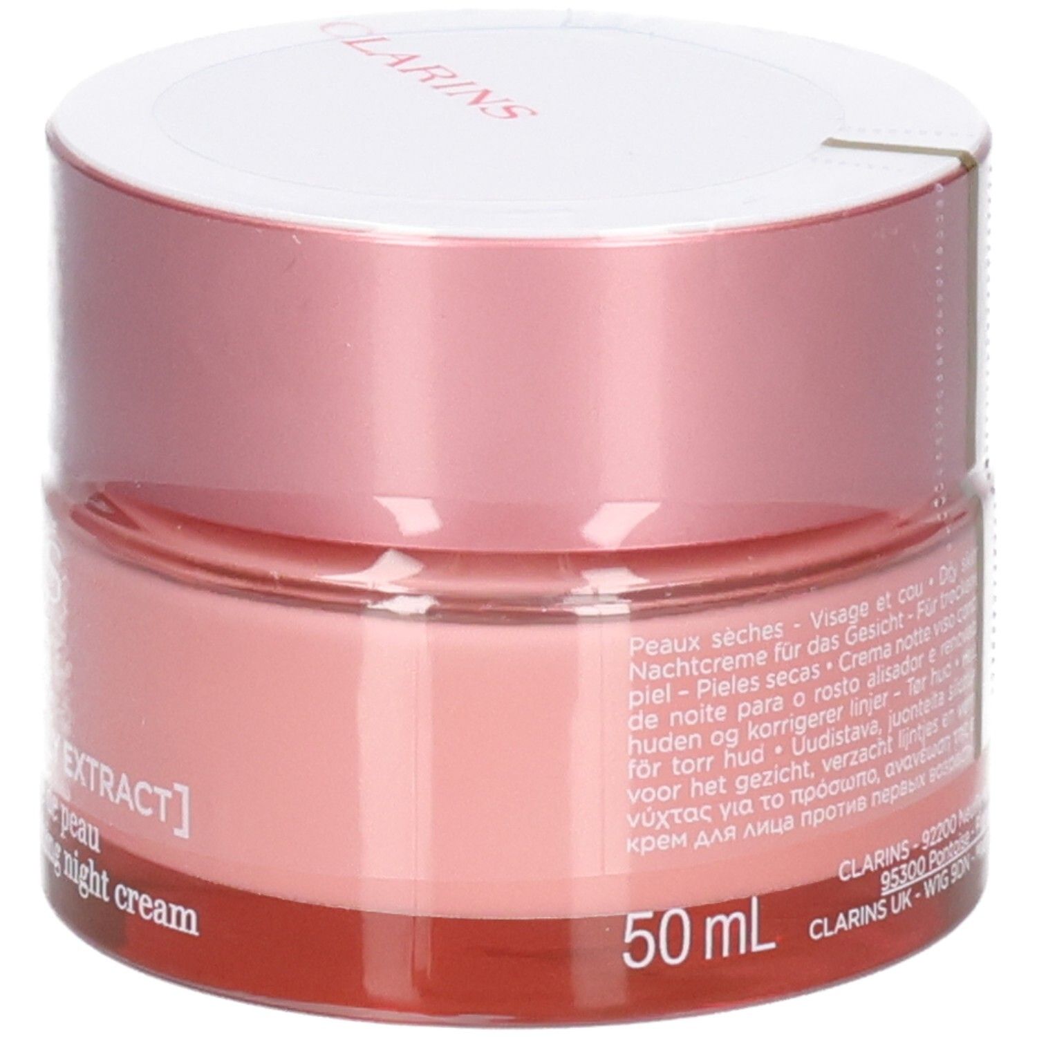 Clarins Multi-Active Nuit crema notte, 50 ml, con istruzioni dettagliate per l'uso.
