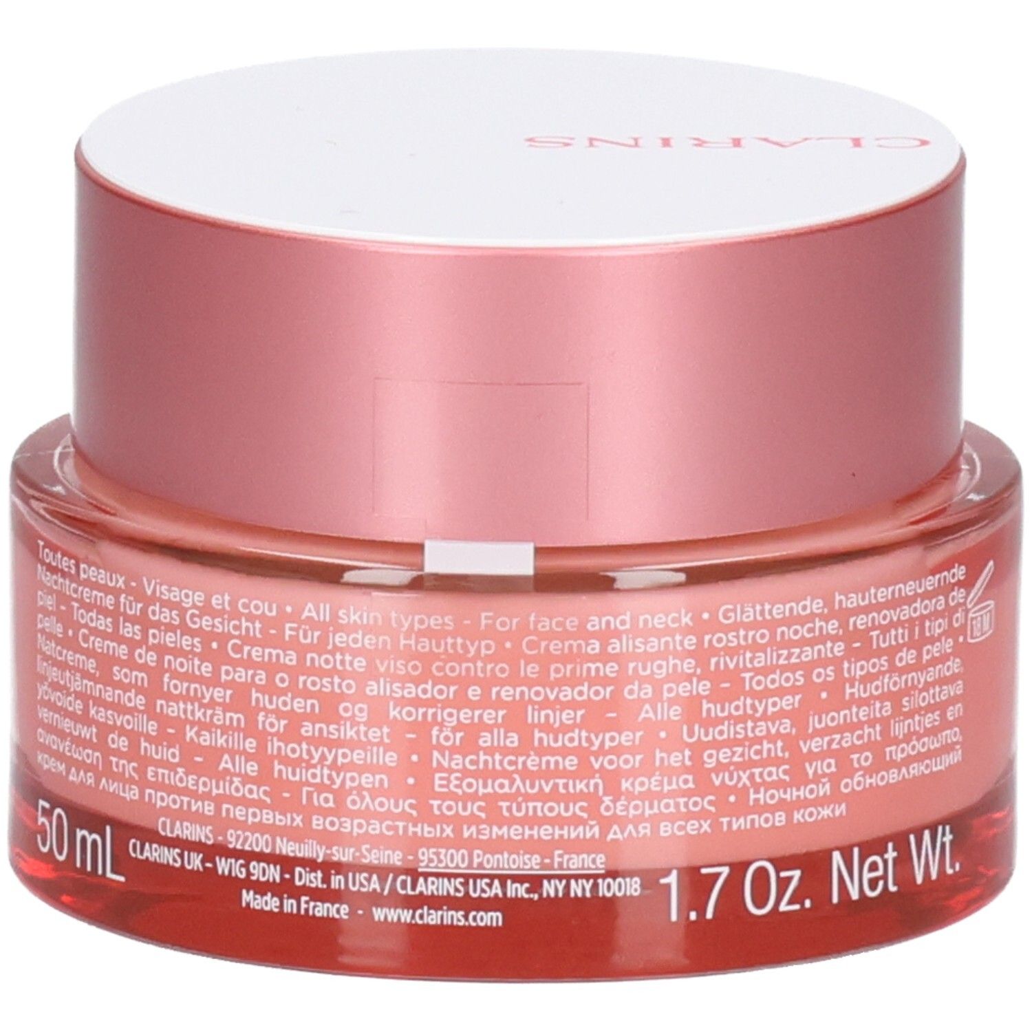 Clarins Multi-Active Notte, fondo del barattolo con 50 ml e 1.7 Oz Net Wt.