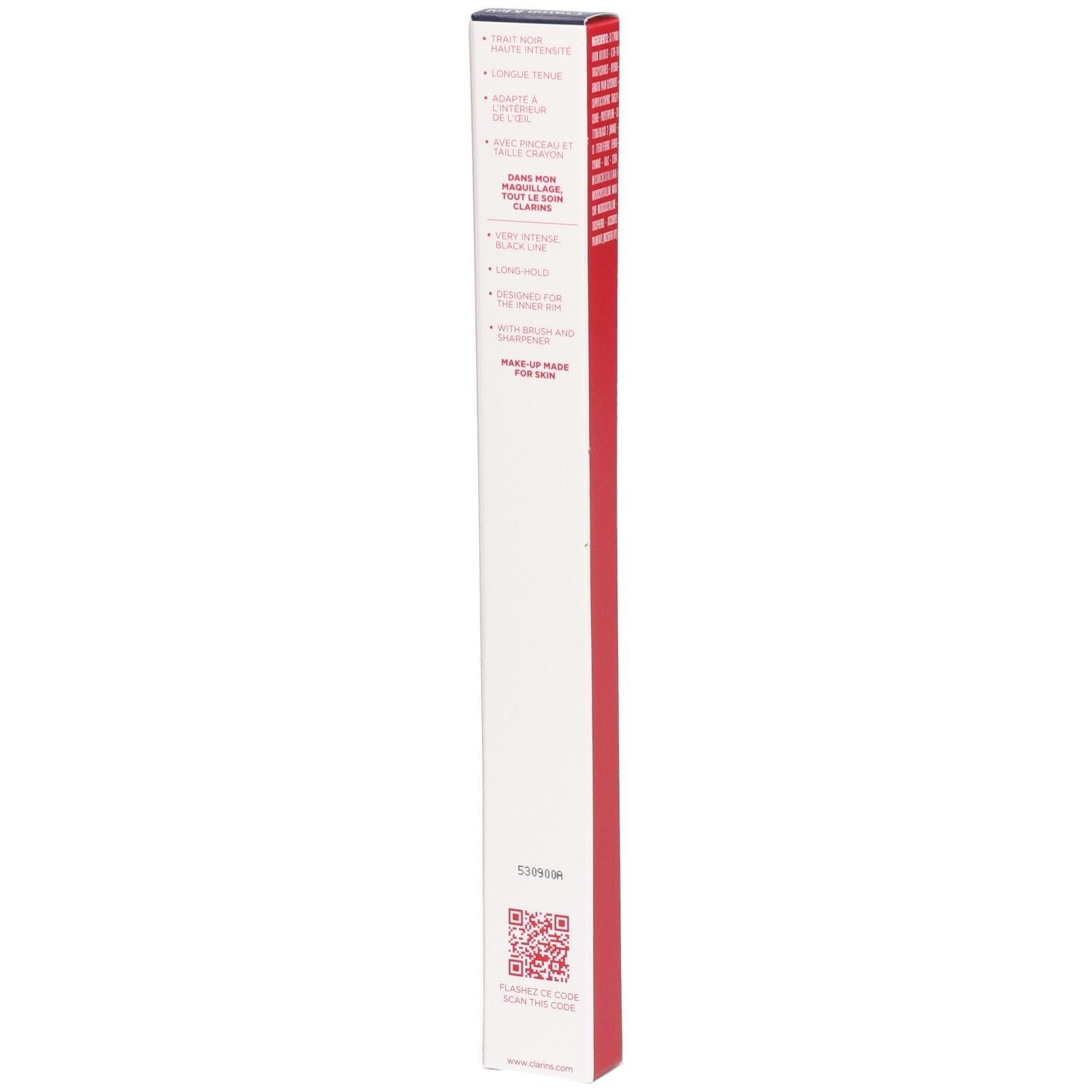 Clarins Crayon Khôl 01 Carbon Black, retro della confezione con QR code.