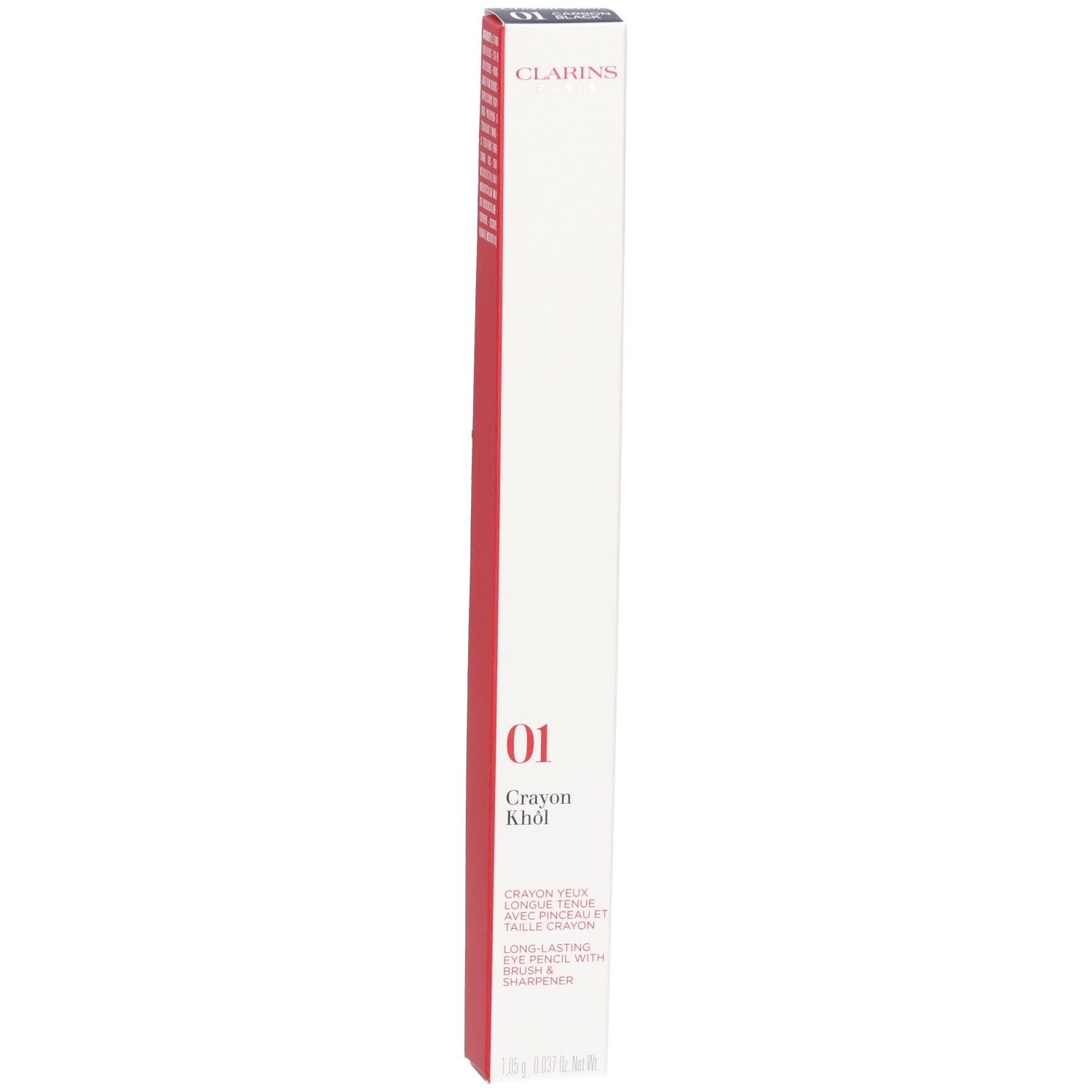 Clarins Crayon Khôl 01 Carbon Black, confezione con informazioni prodotto.