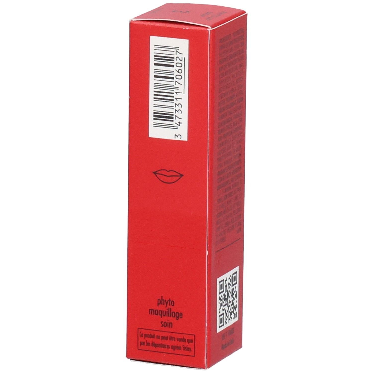 Scatola pieghevole rossa per SIS PHYTO LIP BALM, con nome prodotto e simbolo labbra.