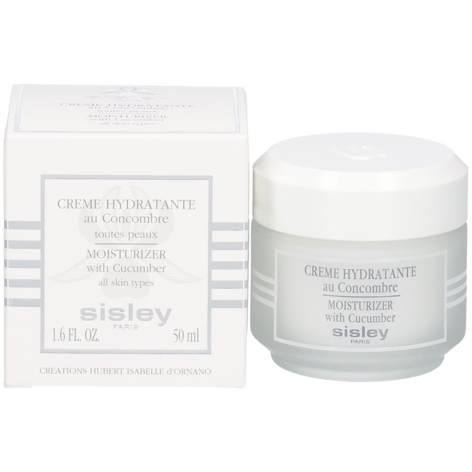 Sisley Creme Hydratante au Concombre, contenitore e scatola con indicazione 50 ml.
