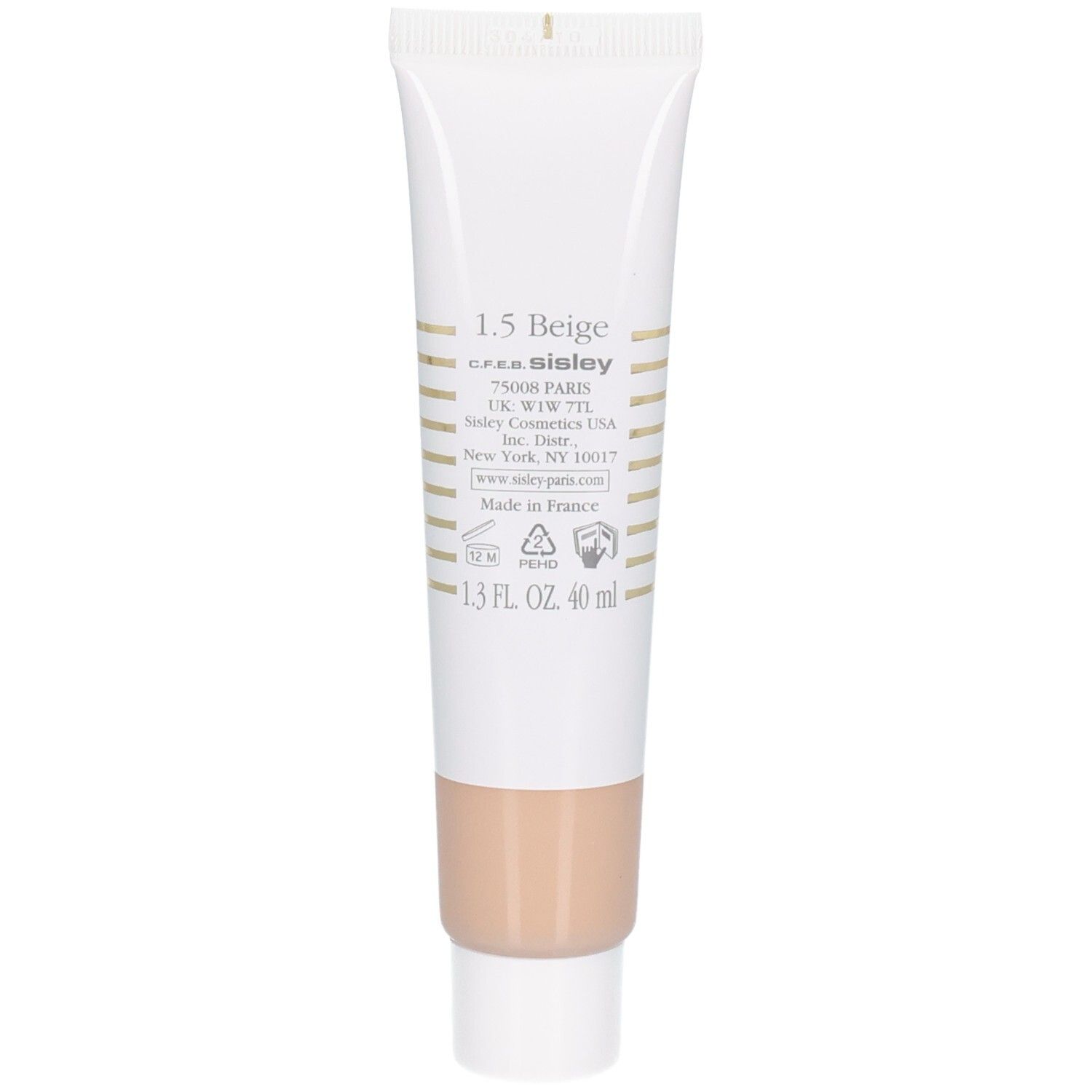 Sisley Phyto-Hydra Teint, retro del tubetto, tonalità 1.5 Beige, 40 ml.