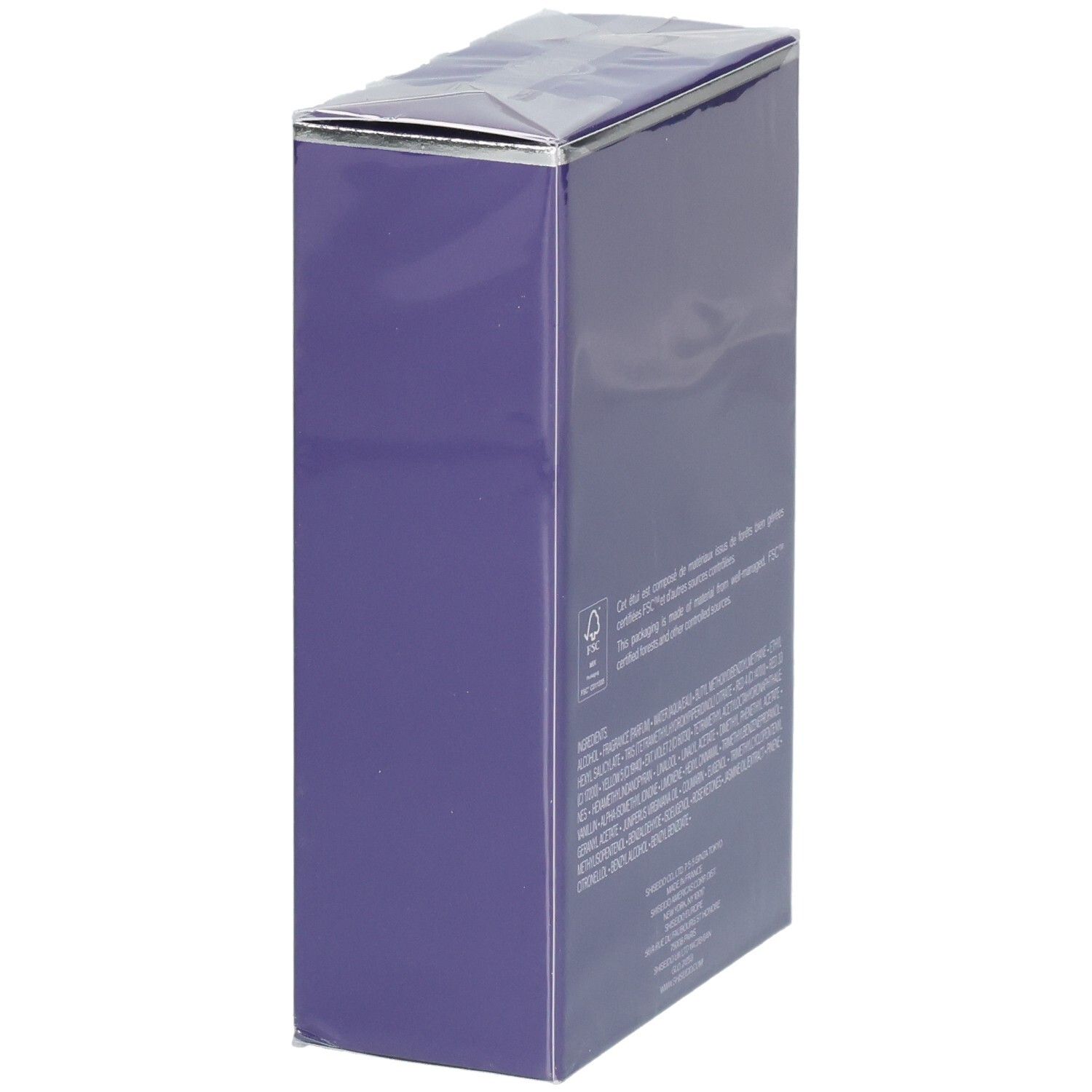 Confezione viola con bordo argentato, sigillata.