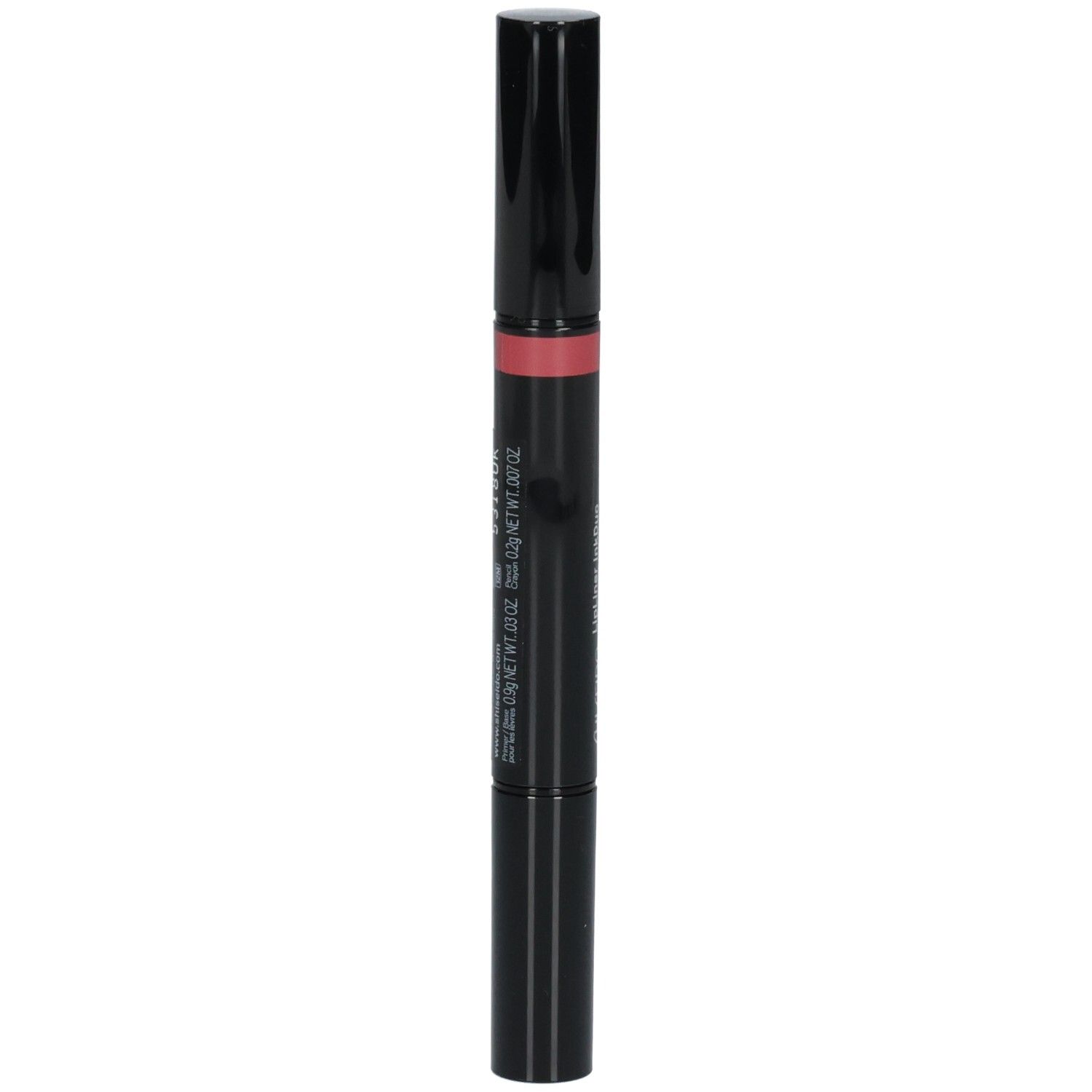 Stick rossetto nero a due estremità, una nera e una rosa. Logo Shiseido visibile.
