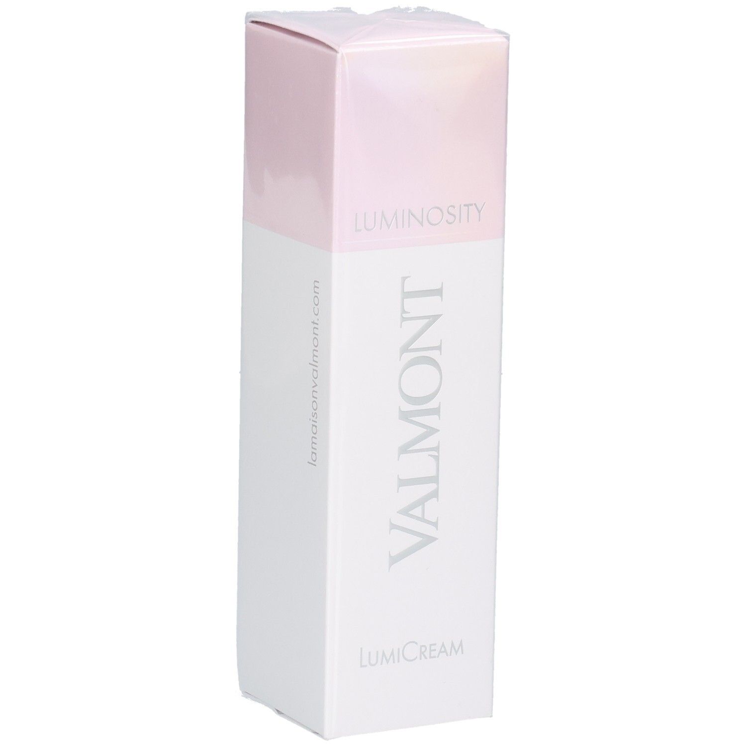 Confezione Valmont LumiCream, bianca con accenti rosa e nome del prodotto.