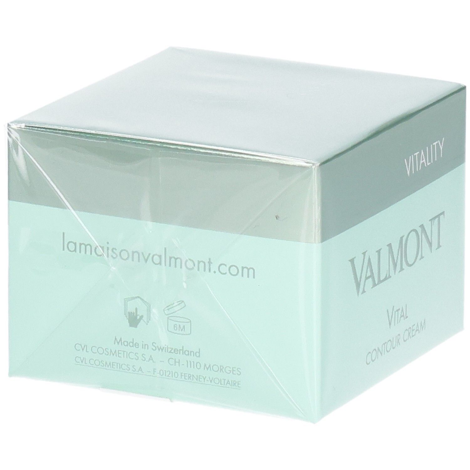 Confezione Valmont Vital Contour Cream con sito web e indicazione di provenienza.