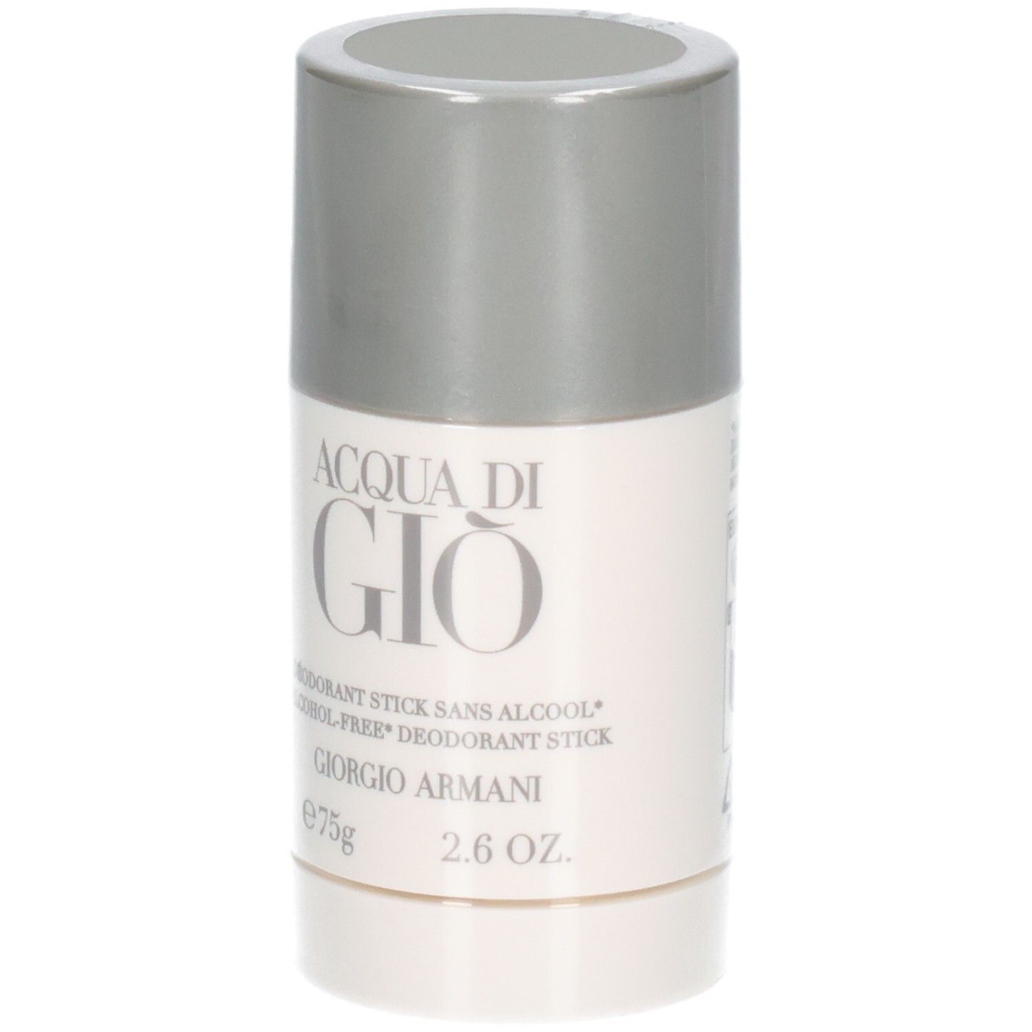 Giorgio Armani Acqua Di Gio Deodorant Stick, 75g. Fronte con nome del prodotto e peso.