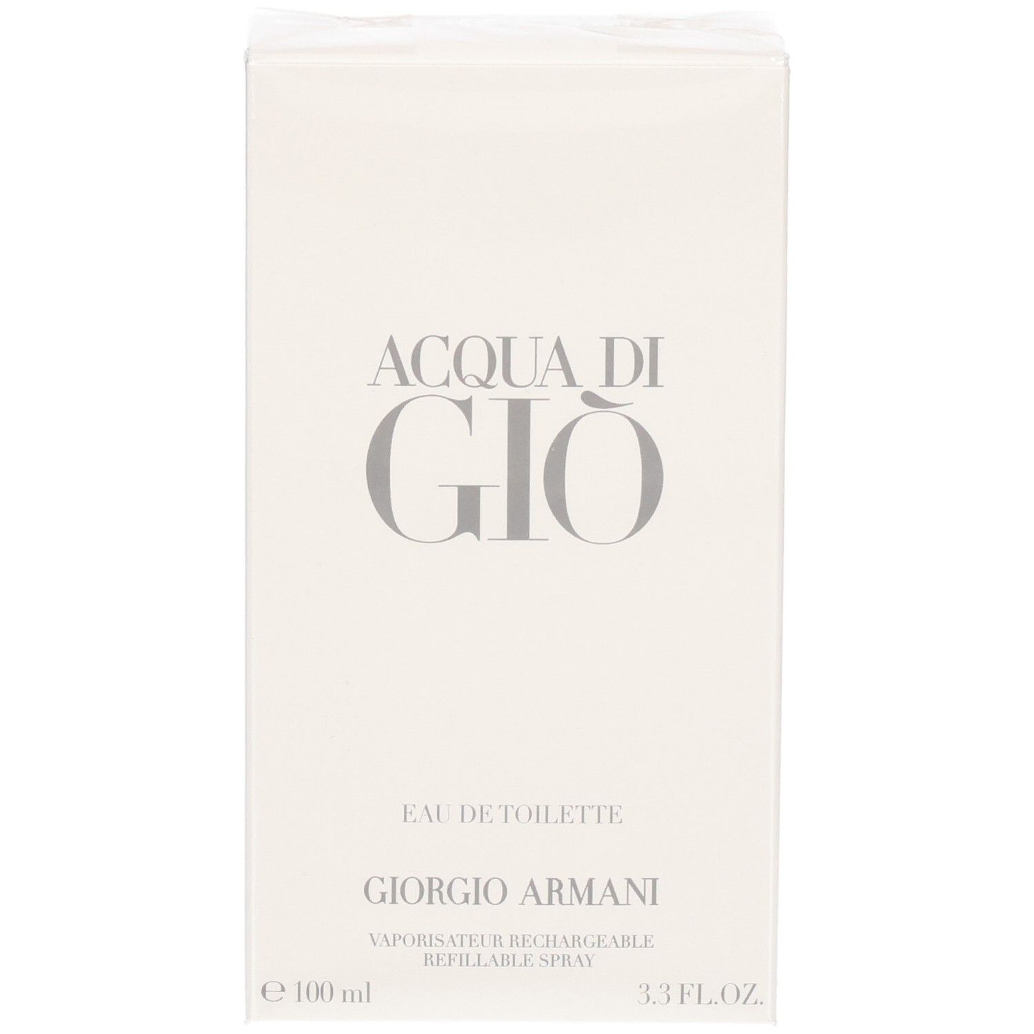 Fronte della confezione Giorgio Armani Acqua di Gio Eau de Toilette, 100 ml.