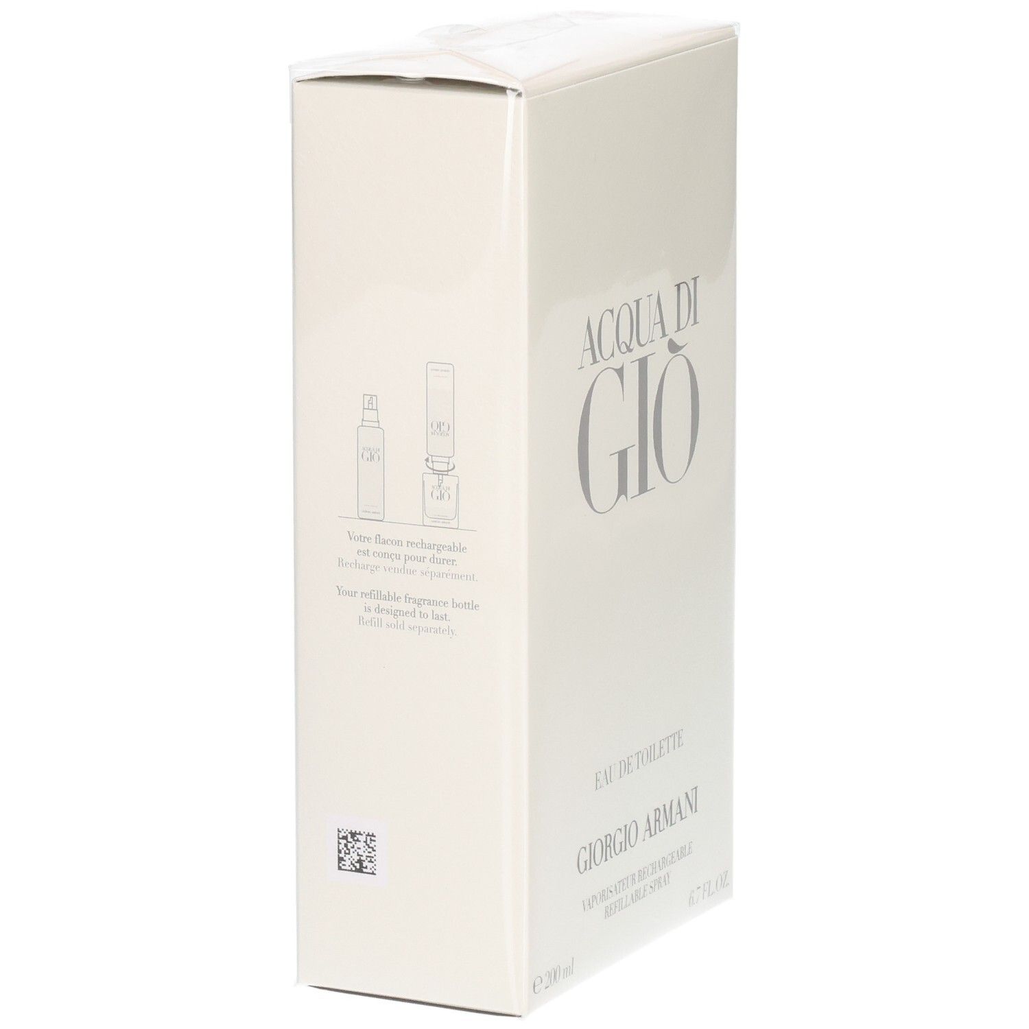 Confezione che mostra il sistema di ricarica per Giorgio Armani Acqua Di Giò Pour Homme Eau de Toilette.