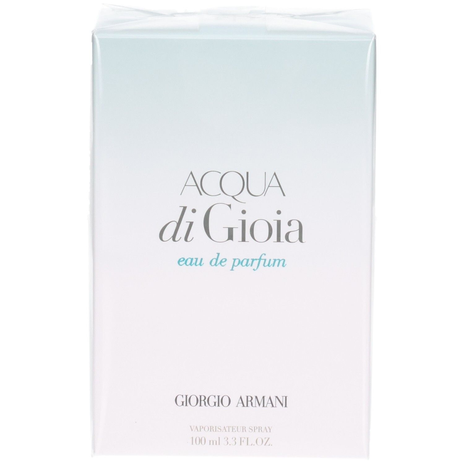 Confezione Giorgio Armani Acqua di Gioia Eau de Parfum, fronte con nome del prodotto.