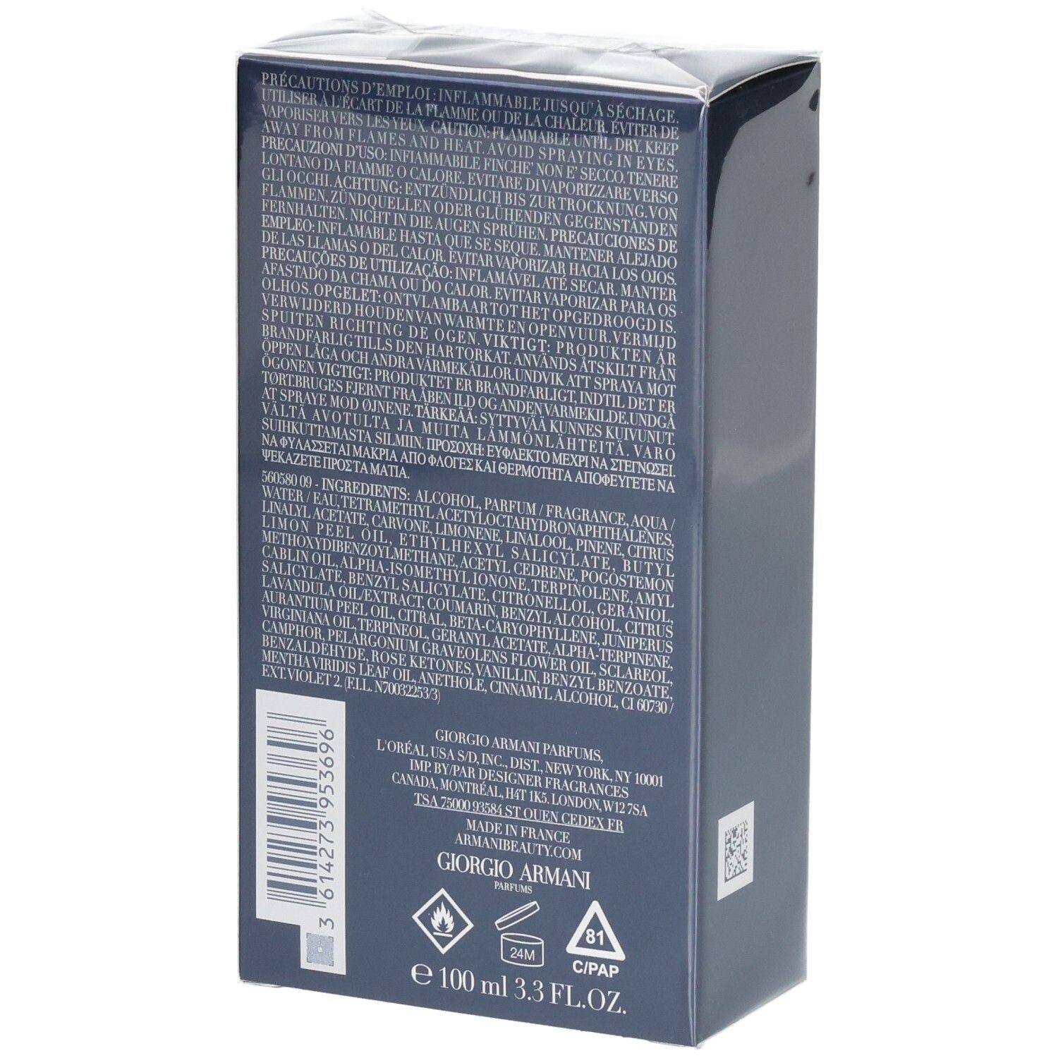 Giorgio Armani Parfums, flacone da 100 ml.