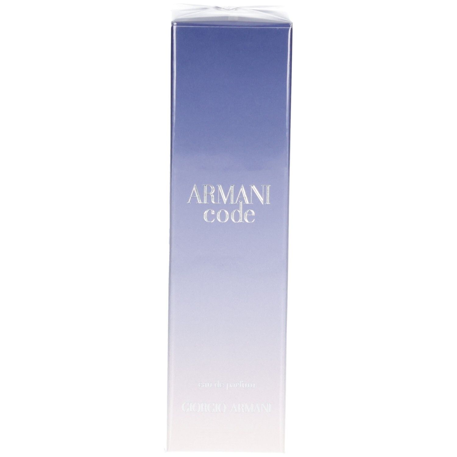 Confezione di Armani Code Eau de Parfum con sfumatura da blu a bianco.